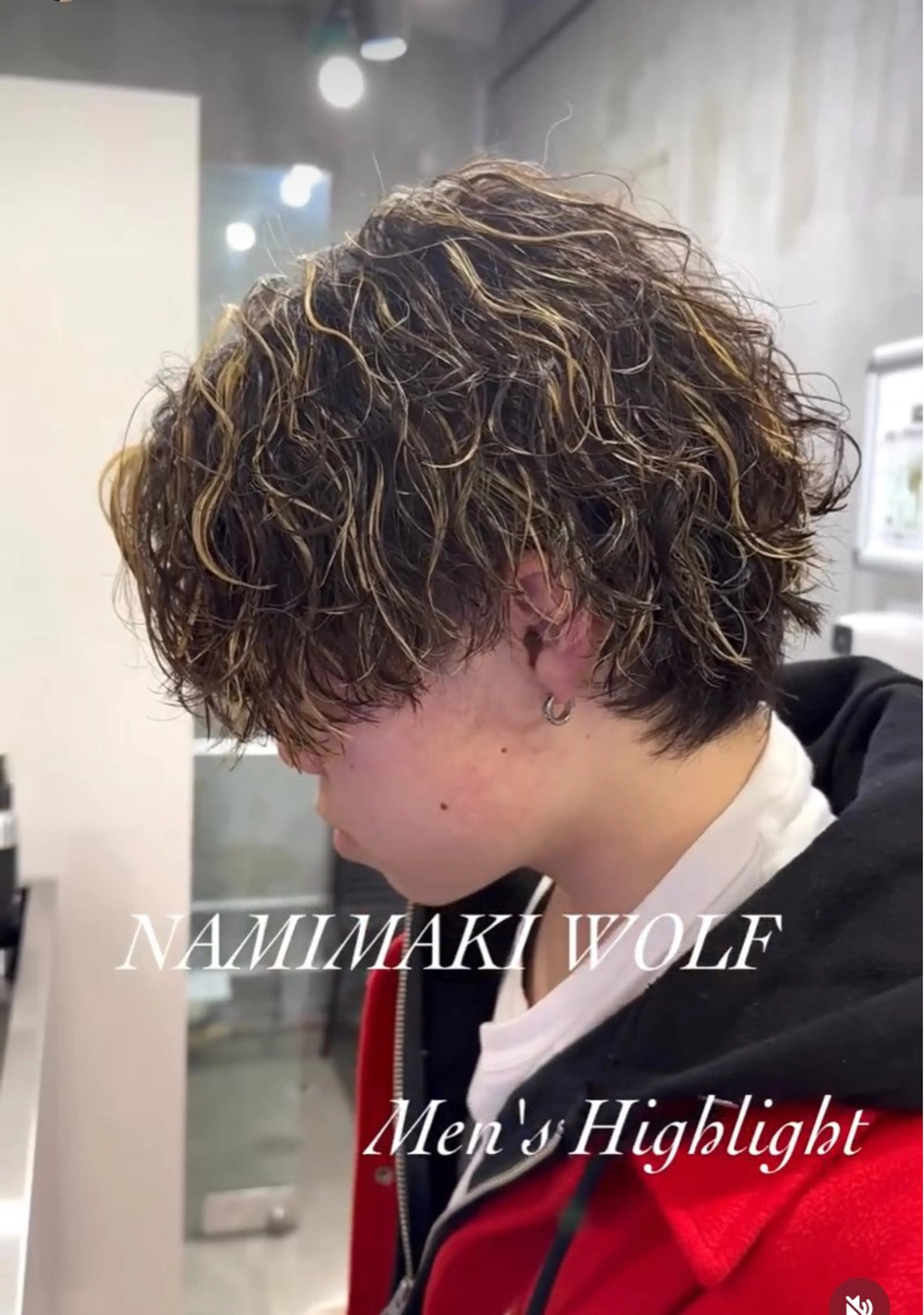 ミディアム ミディアムパーマ ハイライト カット パーマ トリートメント ヘアセット 蛯原 興輝のヘアスタイル