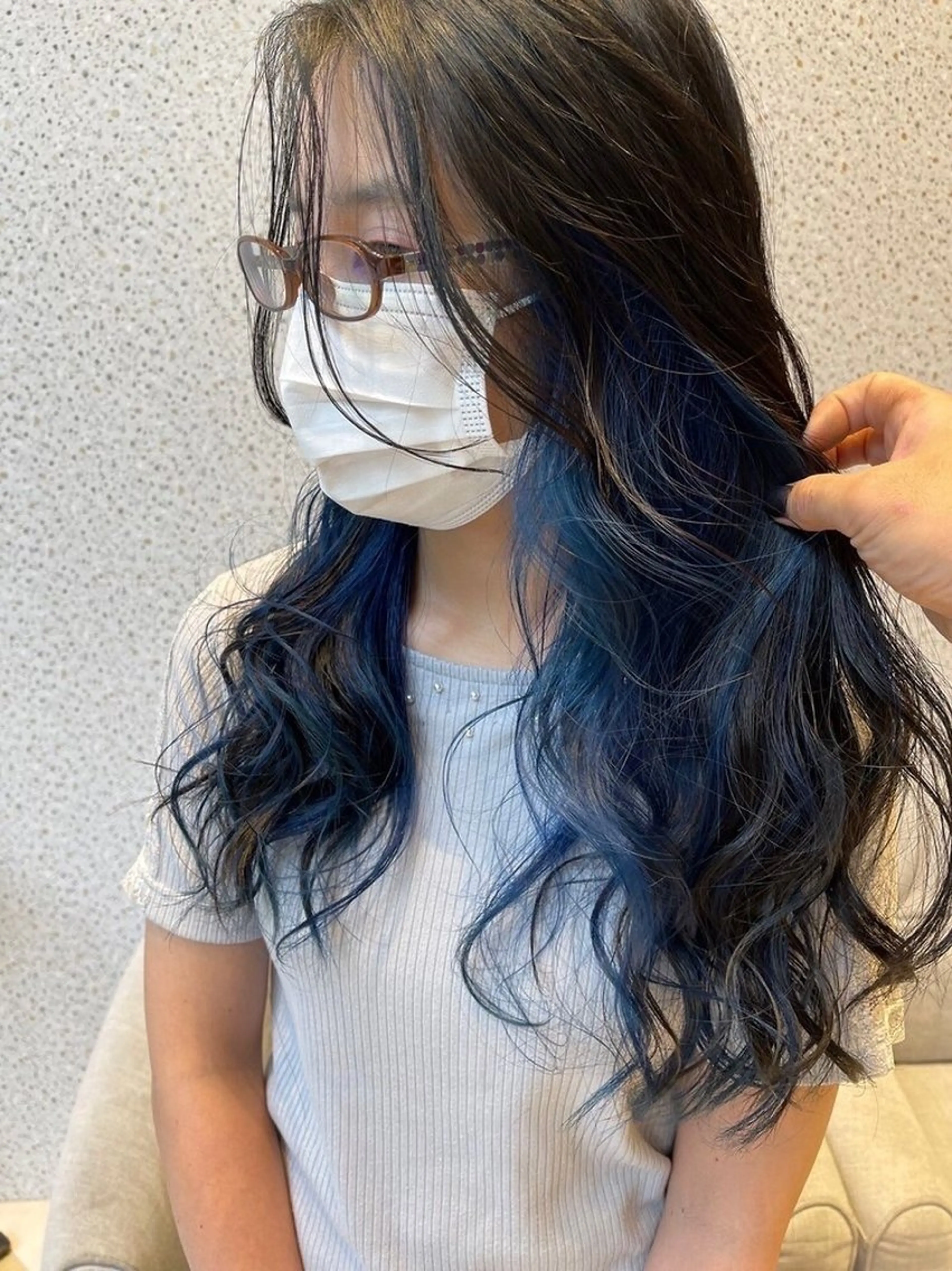 カラー ヘアアレンジ ブルーカラー インナーカラー 大人女性の救世主🙌 鶴見/大勝拓真のヘアスタイル
