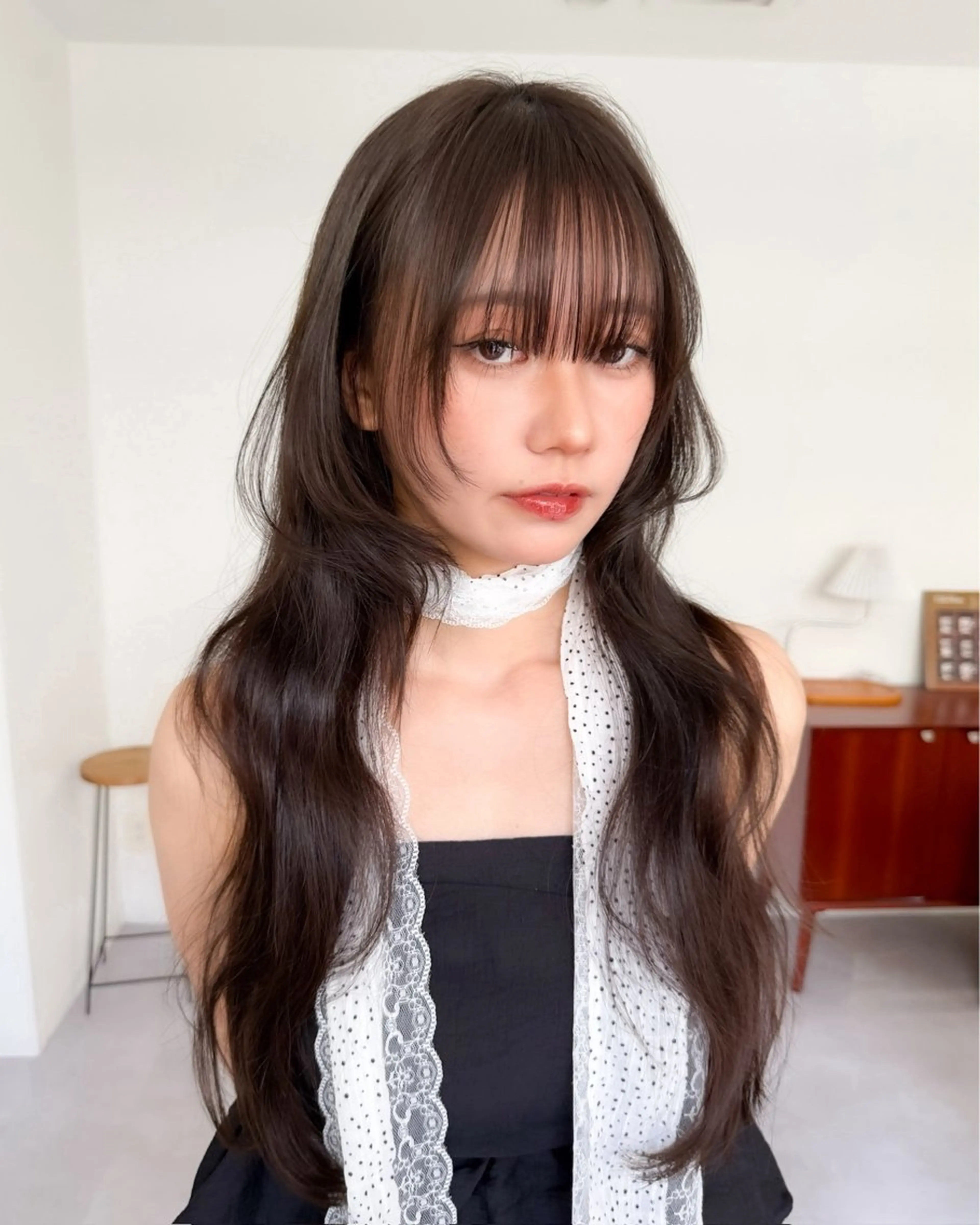 ロング カラー ヘアアレンジ ブリーチ ダブルカラー イヤリングカラー イルミナカラー ブリーチなしカラー カット ヘアカラー トリートメント 立川レイヤー 透明感カラーaoiのヘアスタイル
