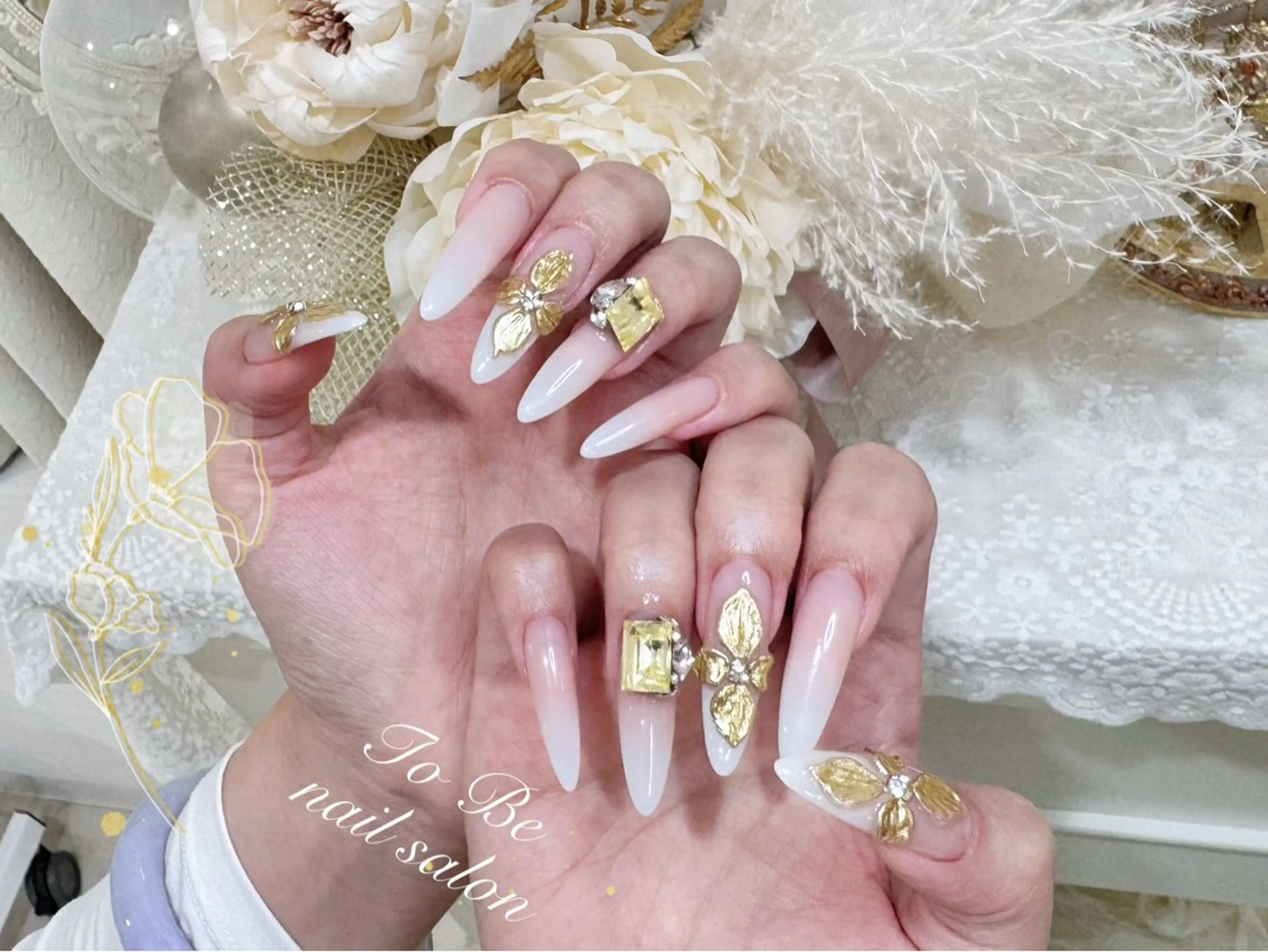 ロング ハンドネイル Nail Salon To Be珈月のネイルデザイン