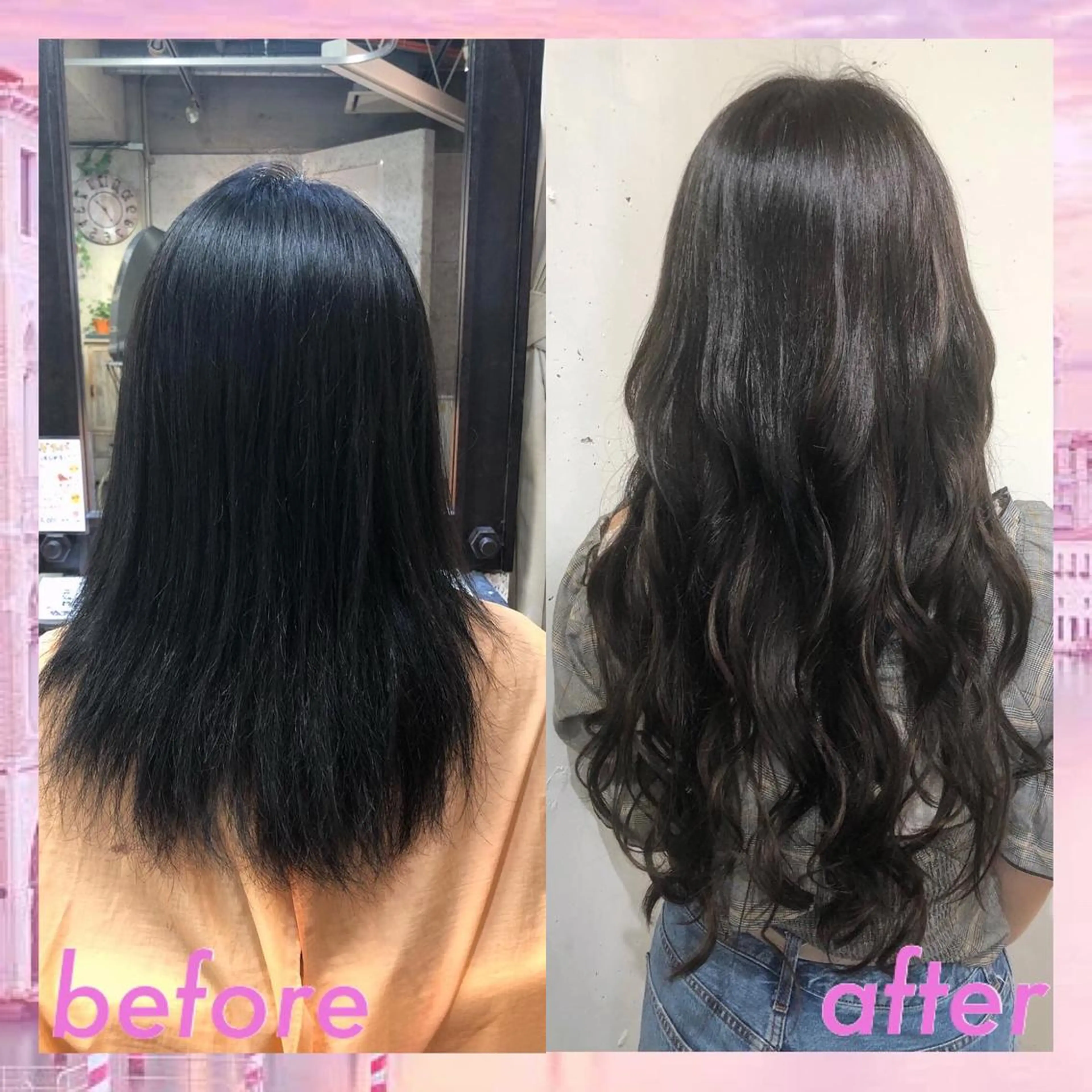 ロング カラー パーマ ヘアアレンジ シールエクステ エクステ カット エクステ ヘアセット 八巻 晴香のヘアスタイル