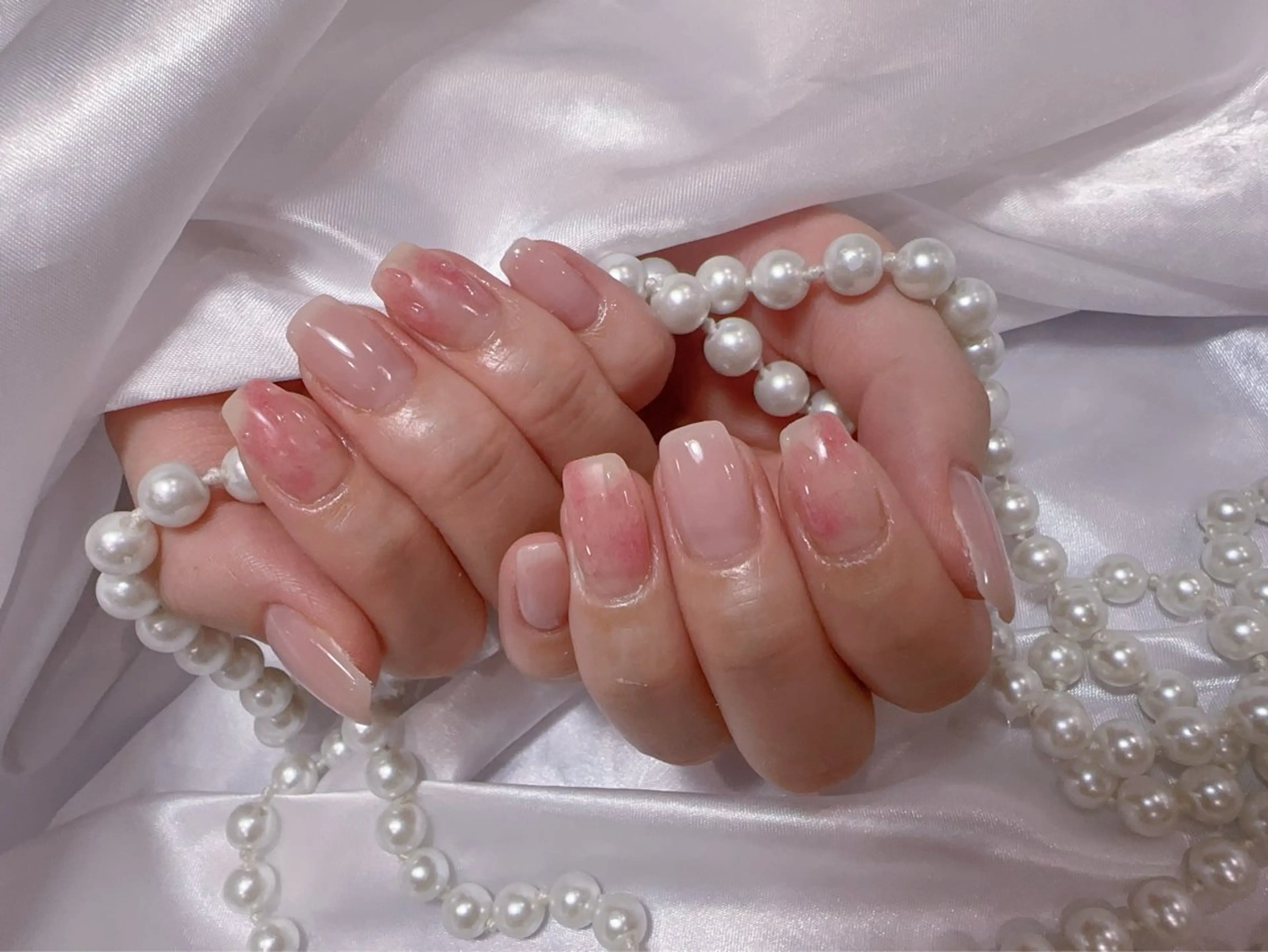 ネイル アートネイル フラッシュネイル フレンチネイル ジェルネイル ガラスフレンチ ハンドネイル You&Me Miyuのネイルデザイン