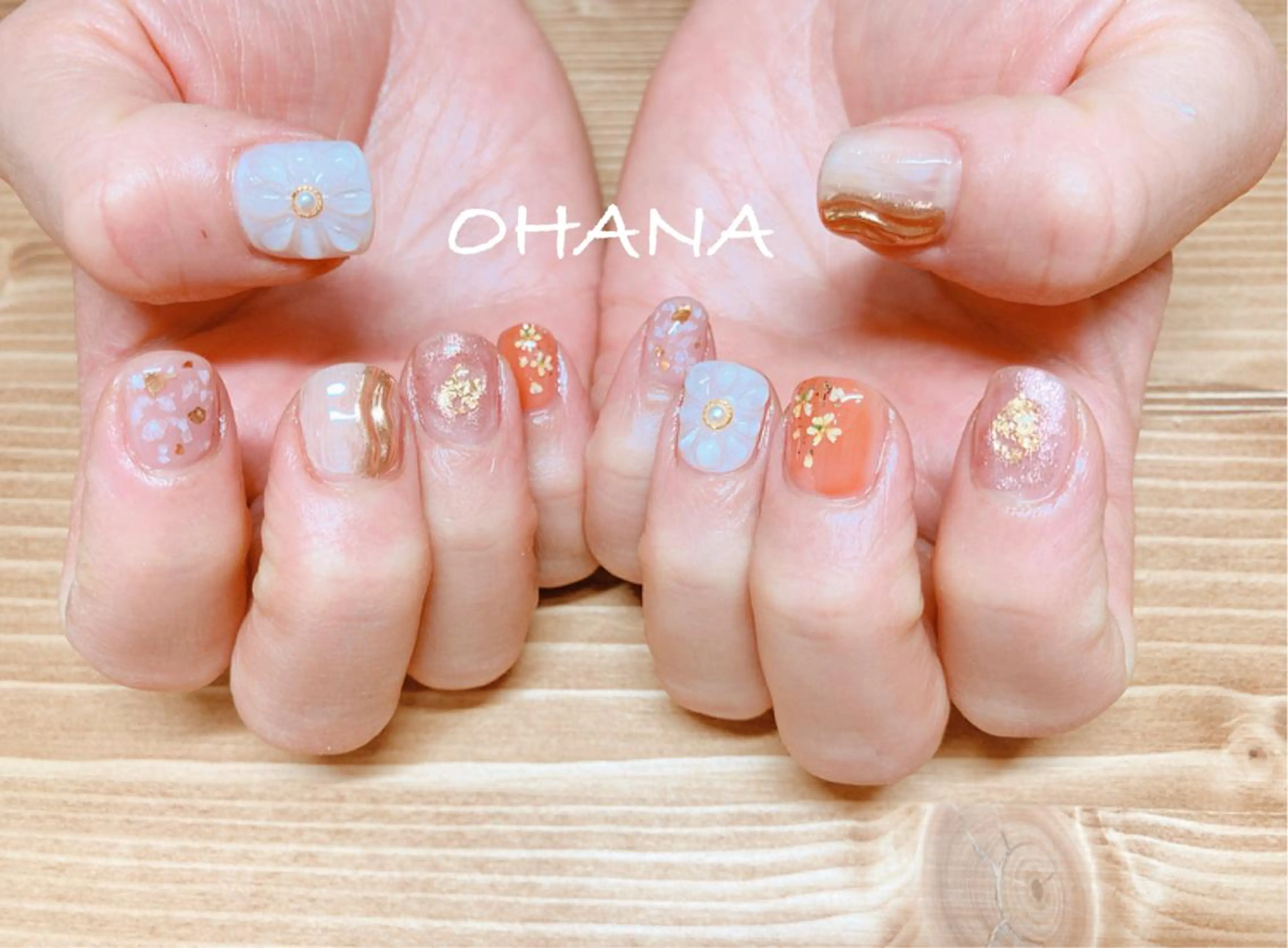 ネイル 成人式 長さ出し フットネイル ミラーネイル ニュアンスネイル nailroom OHANA🌴のネイルデザイン