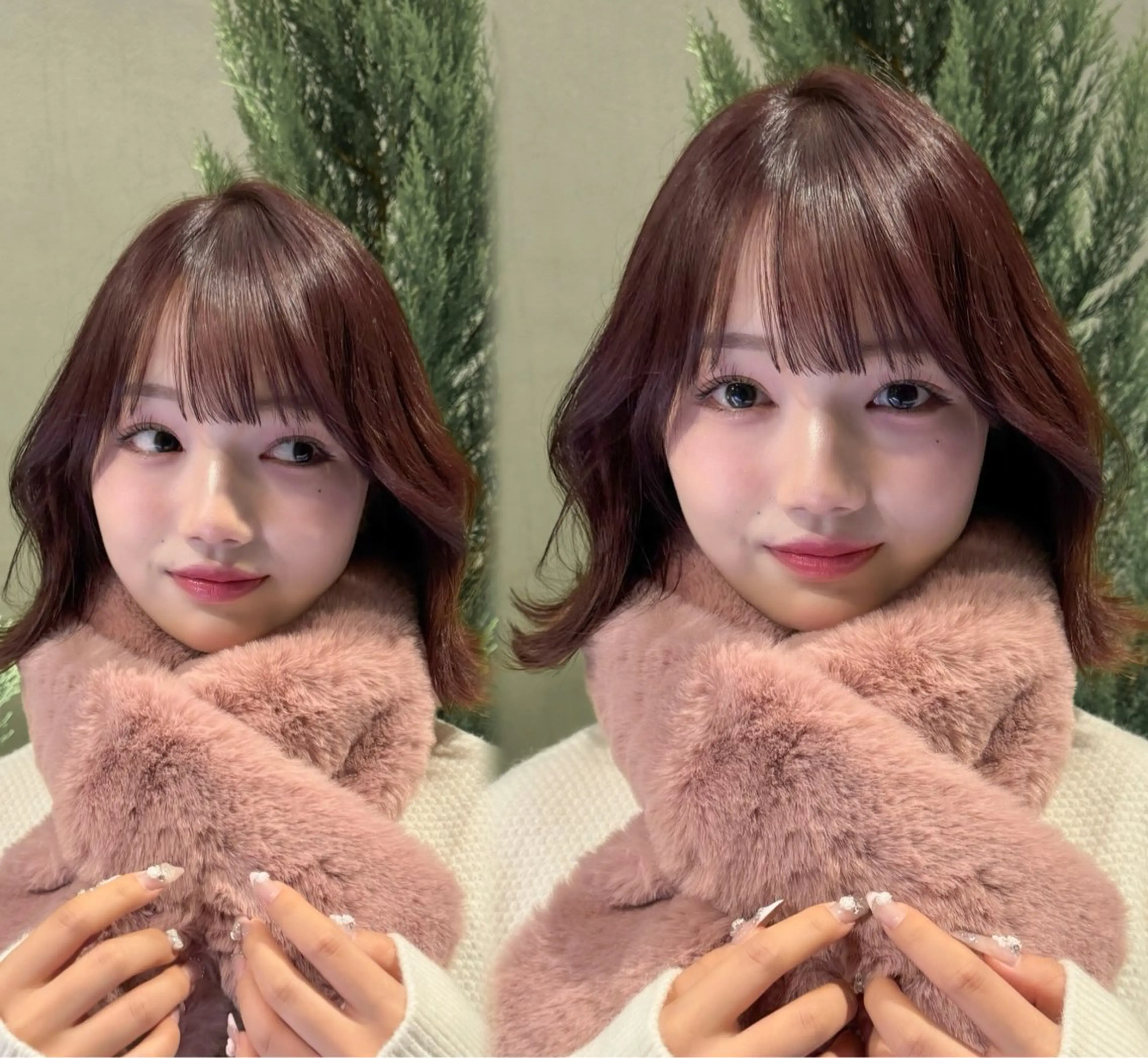 ミディアム ボブ カット ヘアカラー ボブ/透明感カラー /艶髪/しなる🌷のヘアスタイル