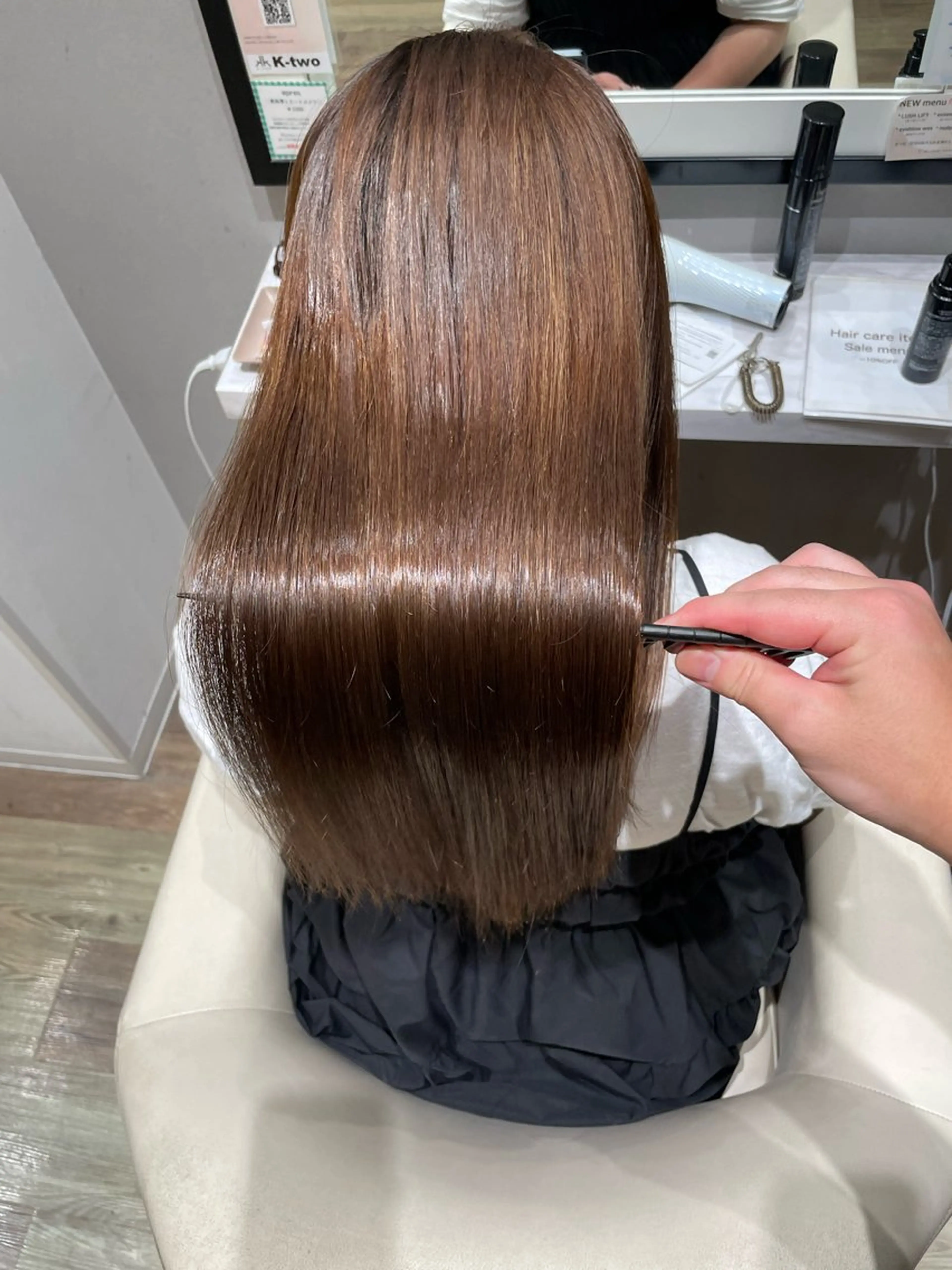 ロング パーマ カット 縮毛矯正 トリートメント k-twoたき✨艶感 カラー／美髪矯正のヘアスタイル