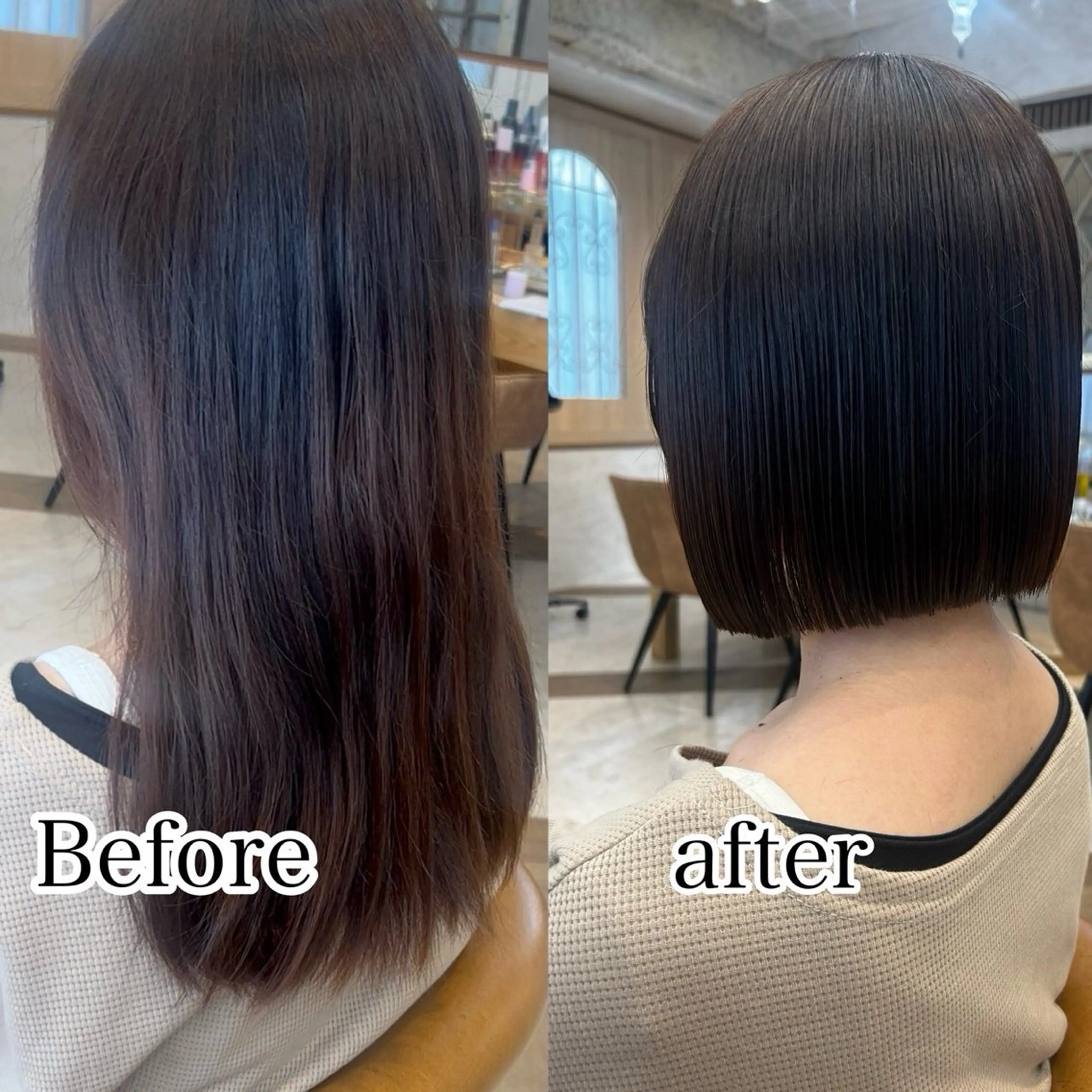 ミディアム カット 縮毛矯正 トリートメント Lond jeloudのヘアスタイル