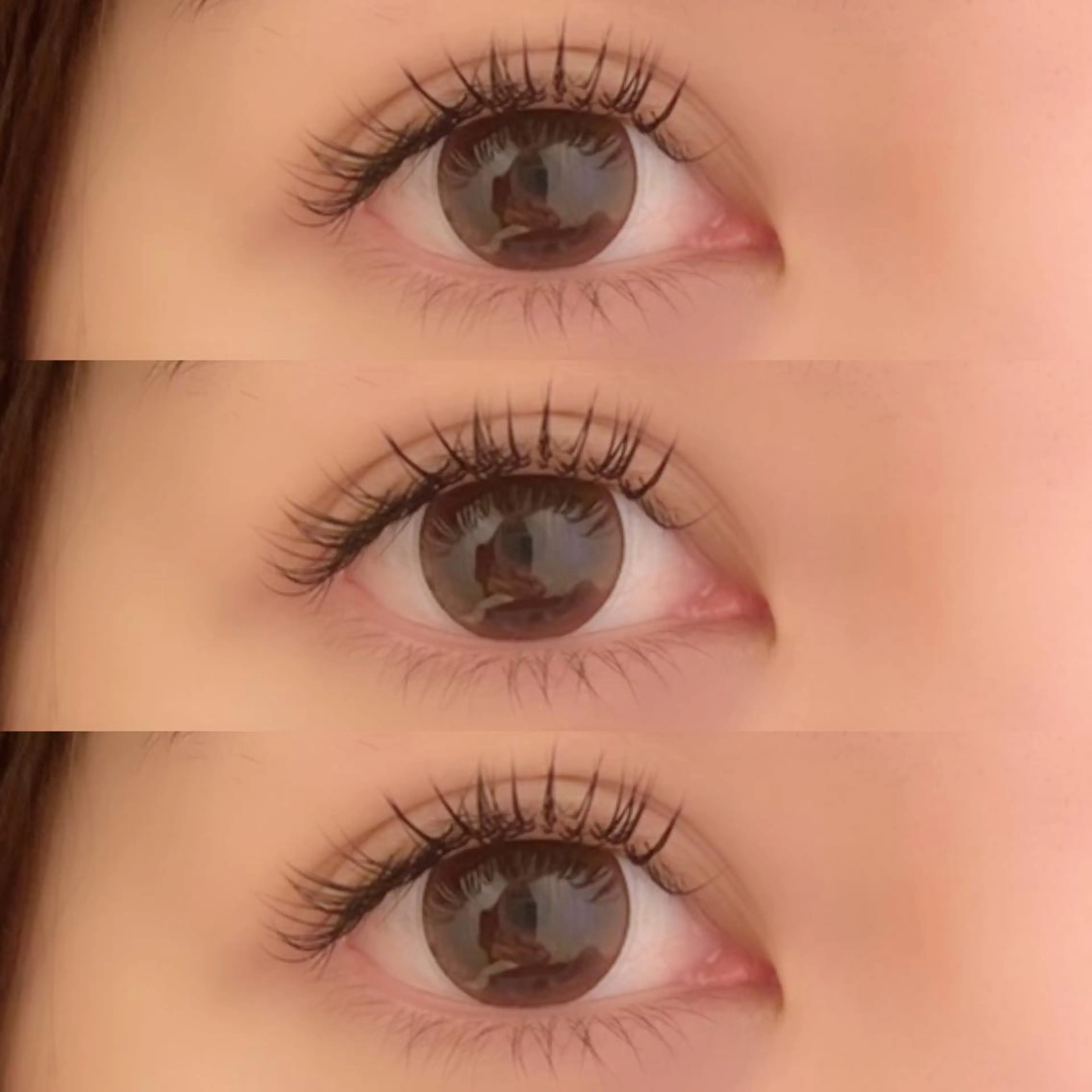 マツエク・マツパ 束感まつ毛 フラットラッシュ 韓国風マツエク パリジェンヌラッシュリフト ボリュームラッシュ 肌に馴染むハイトーン /ミルクティーカラーのヘアスタイル