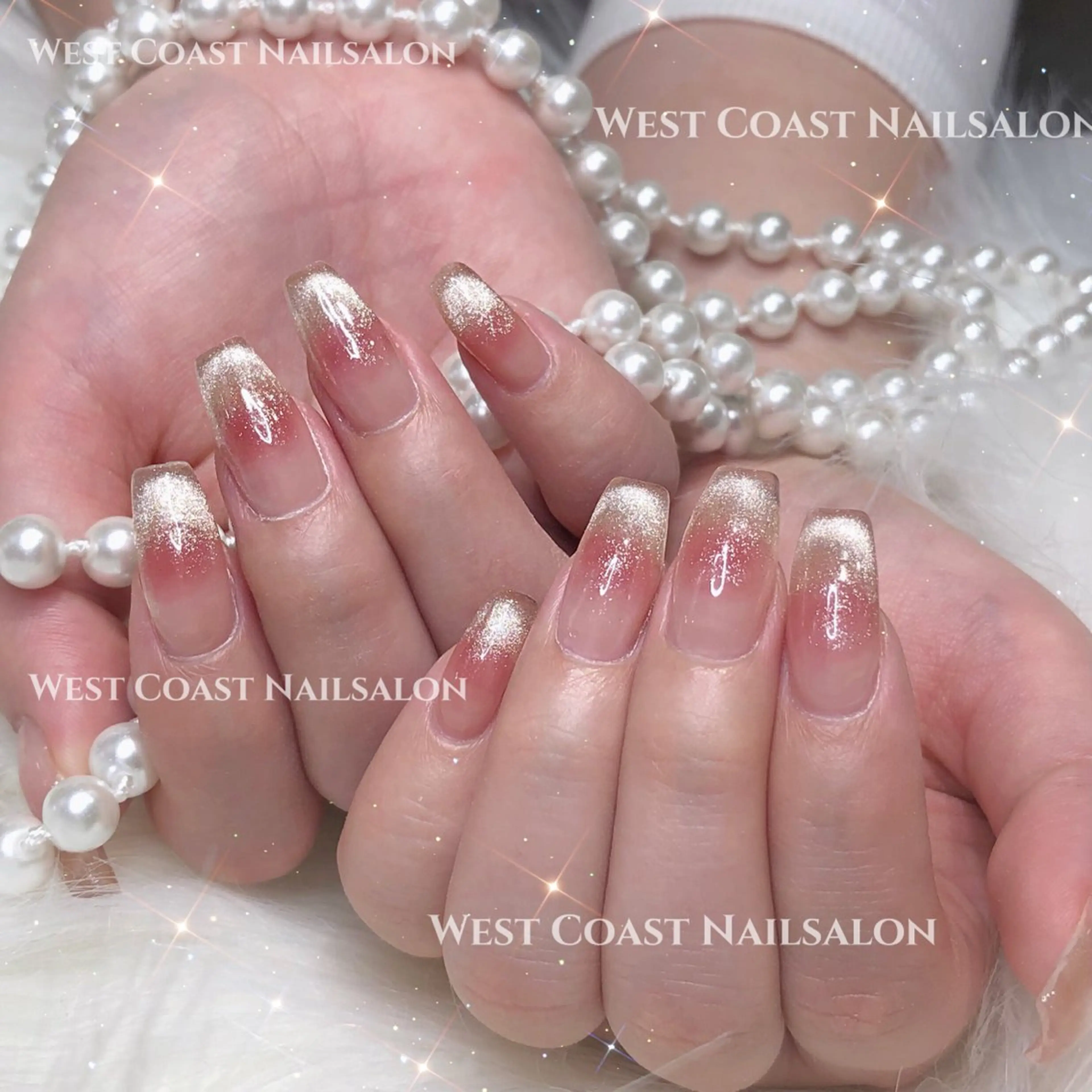 ネイル ハンドネイル リボン、ガーリー パーツ放題専門店のネイルデザイン