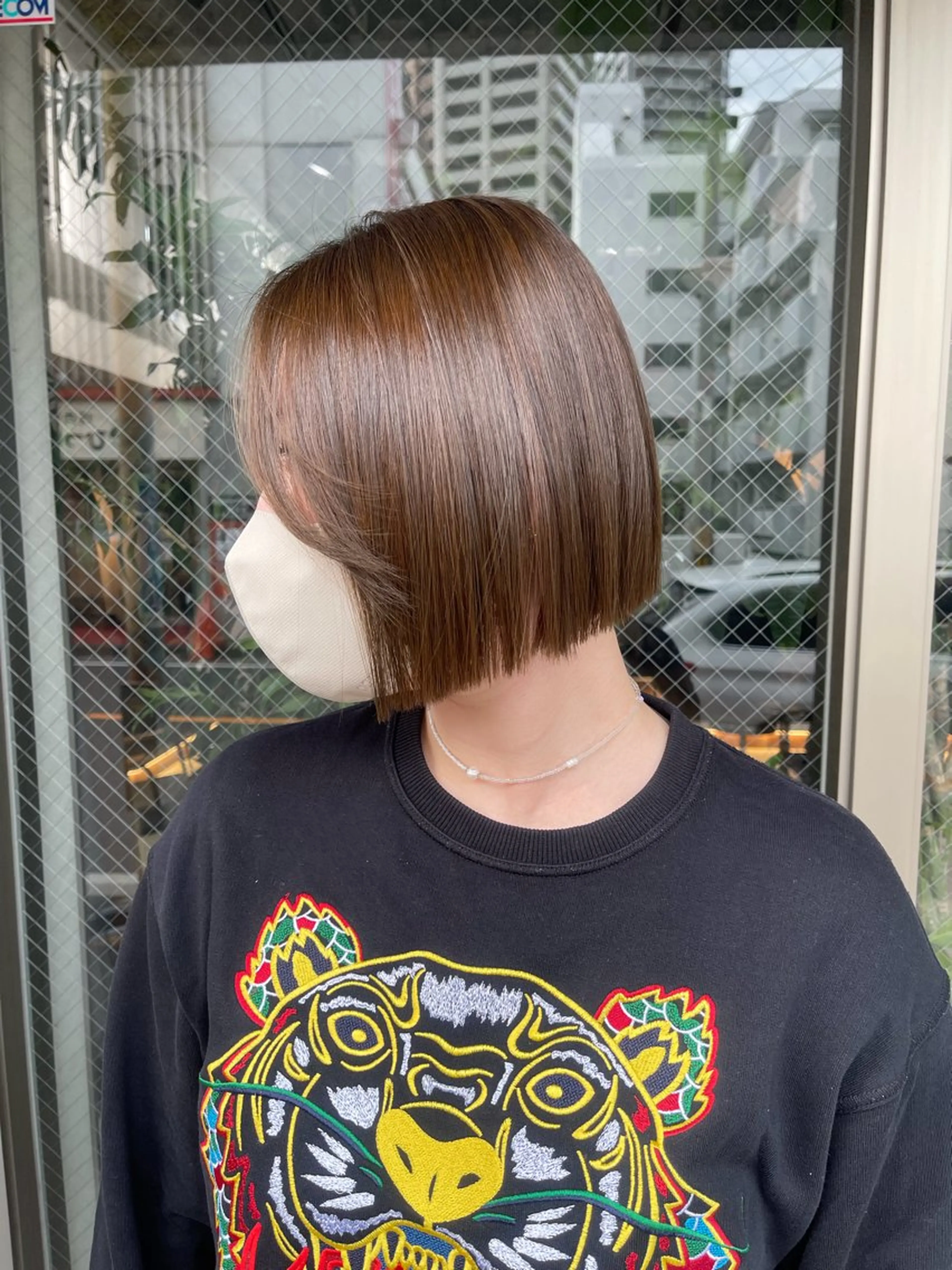 ショート カラー 切りっぱなしボブ ボブ 縮毛矯正 トリートメント 🩵ボブ/レイヤー /髪質改善🩵のヘアスタイル