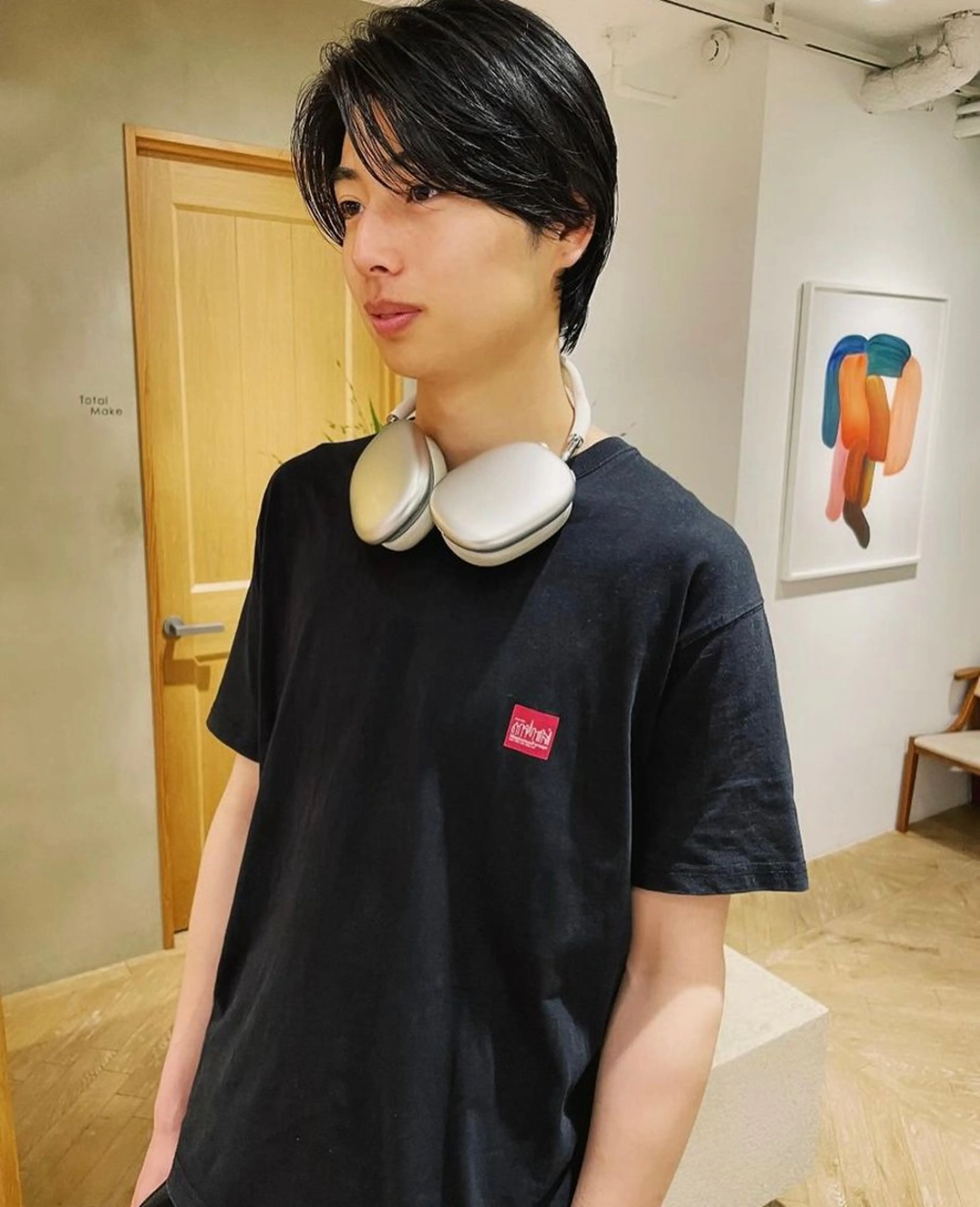 メンズ センターパート カット シャドウパーマ 田形清流のヘアスタイル