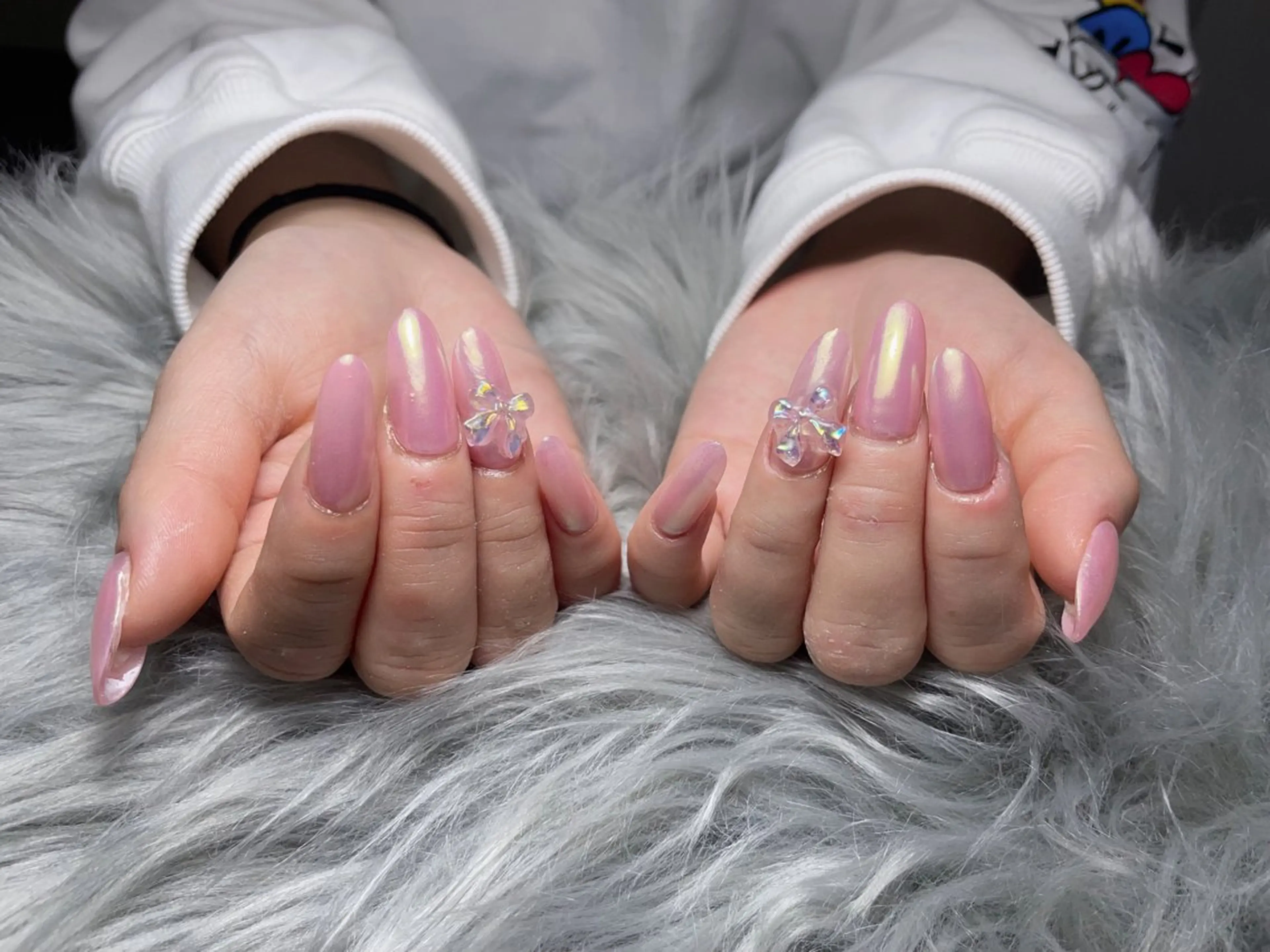 ネイル ジェルネイル ハート マグネットネイル パラジェル リボン BLANC.nail yuuのネイルデザイン