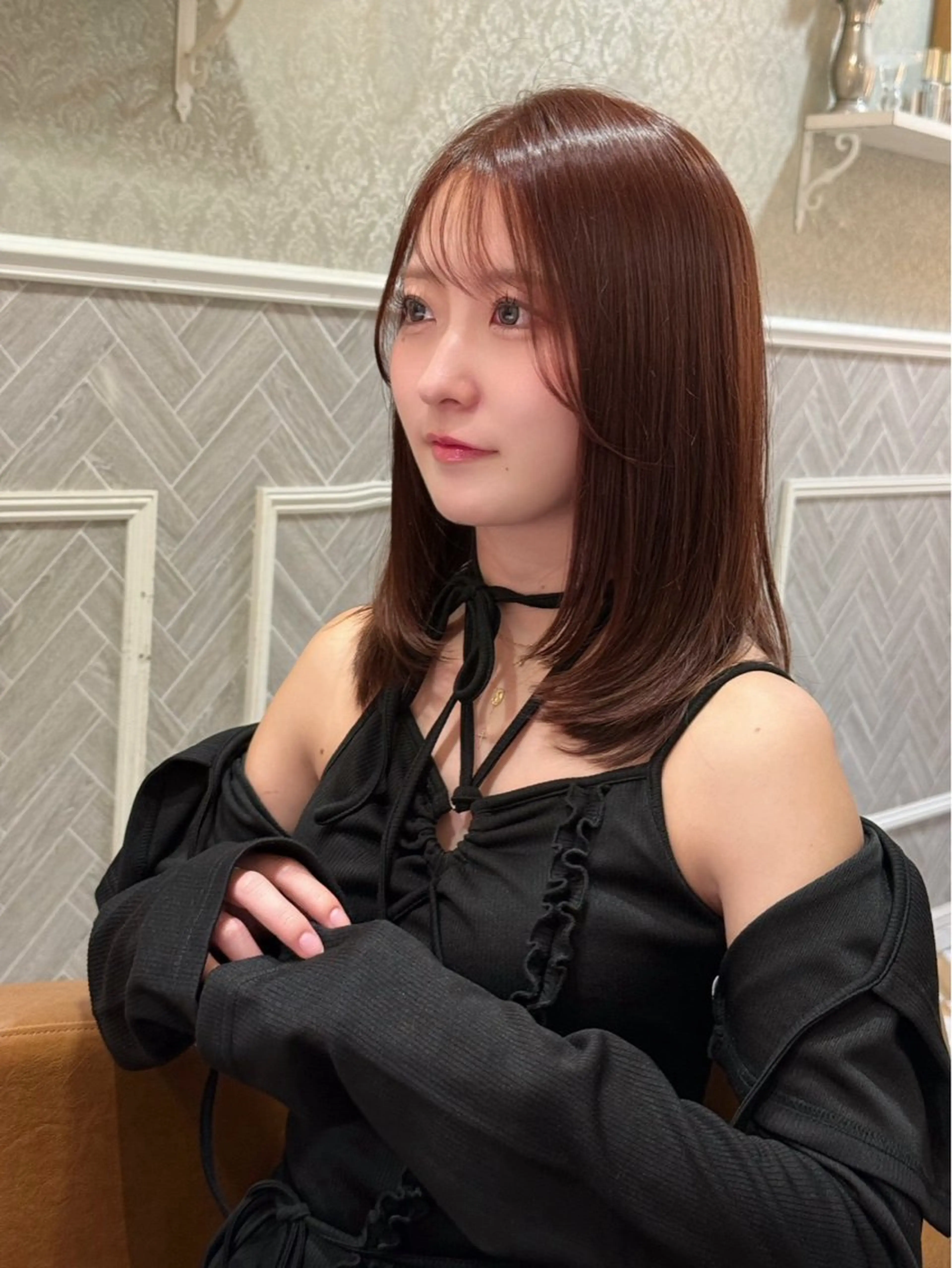 セミロング 顔まわりレイヤー レイヤーカット 似合わせカット カット ヘアカラー トリートメント ショート/ 艶髪カラーTOSHIのヘアスタイル