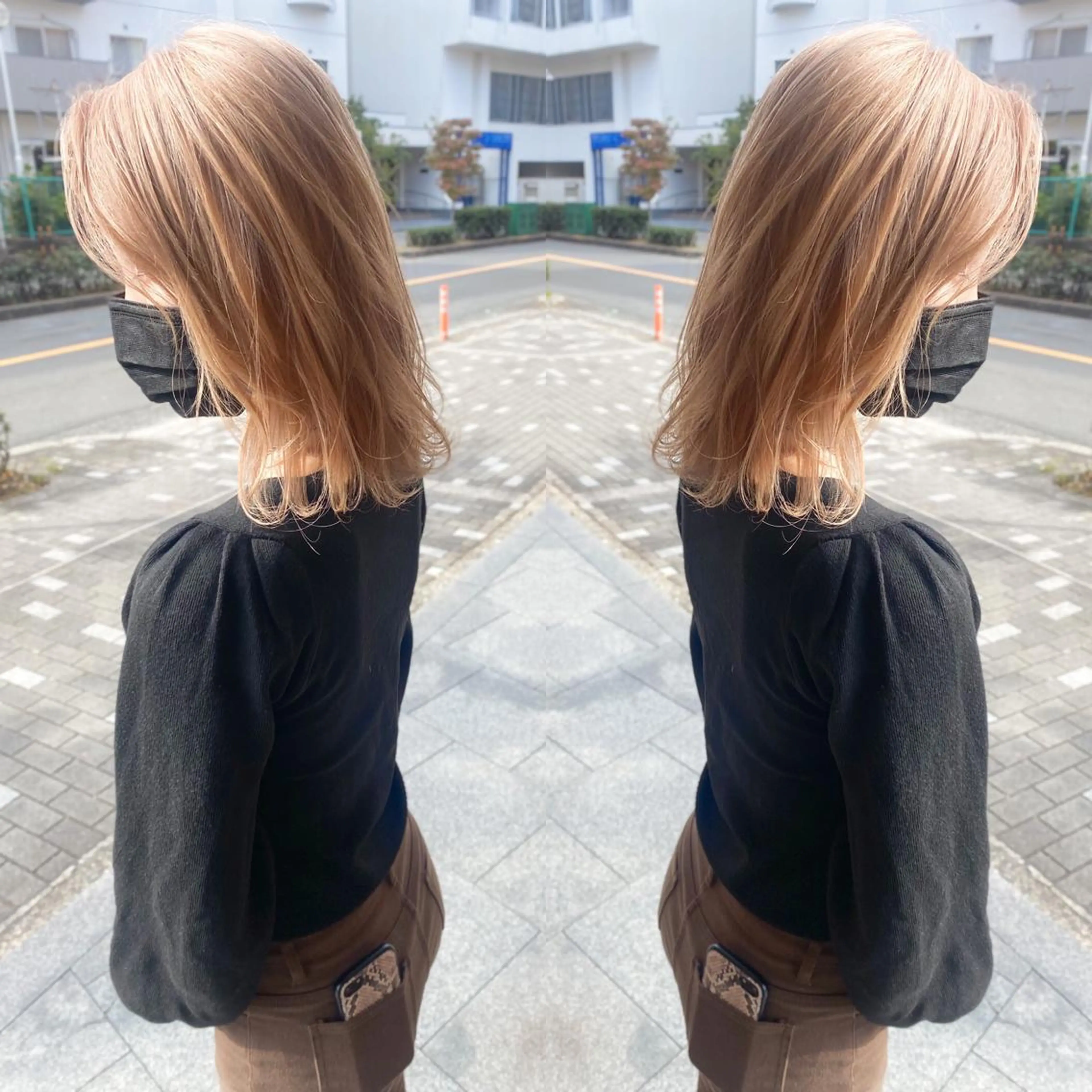 ミディアム カラー ヘアアレンジ ブリーチ カット ヘアカラー トリートメント 竹内啓太 ボブのヘアスタイル