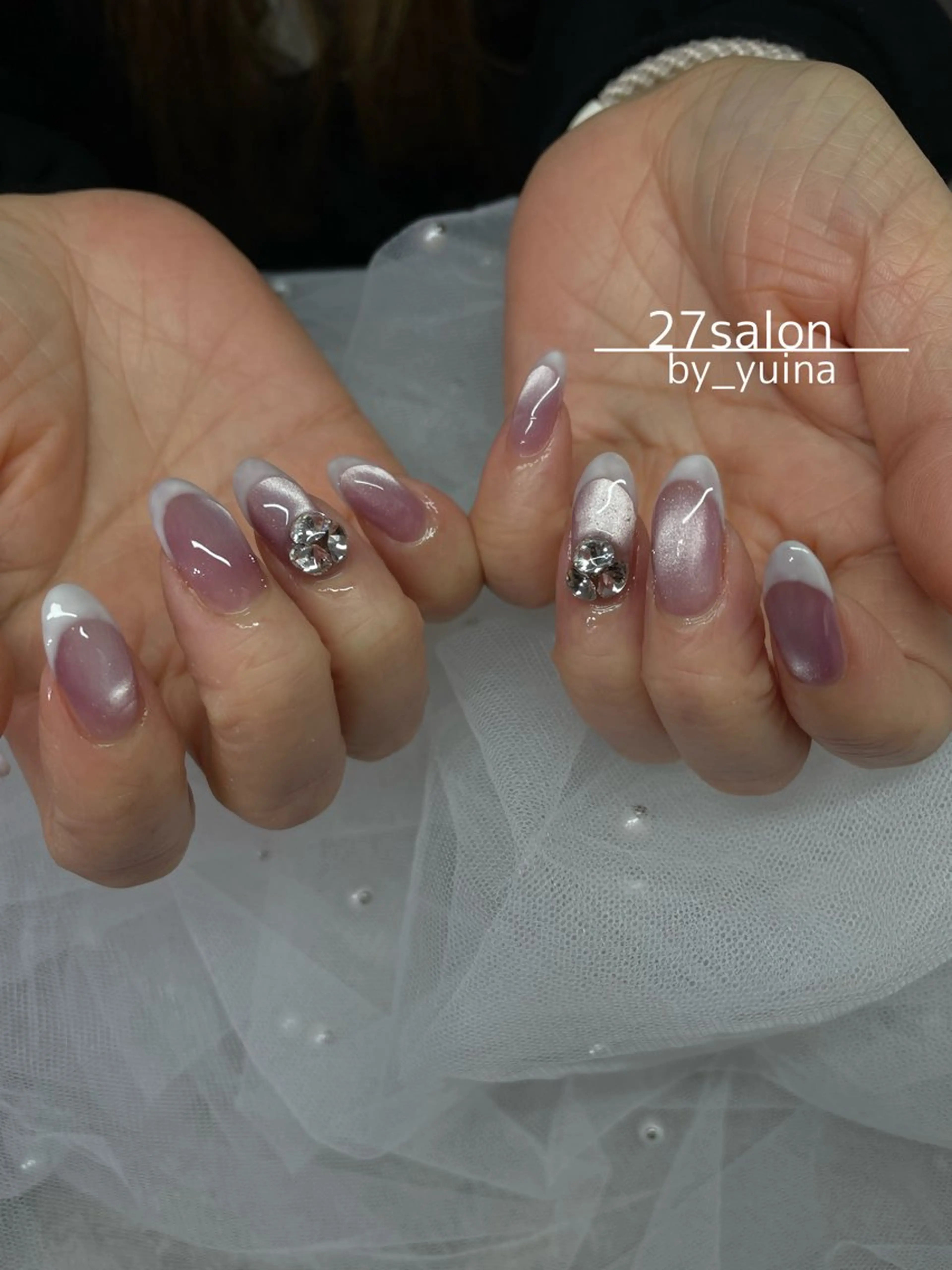 ネイル フレンチネイル マグネットネイル ハンドネイル 27salon yuinaのネイルデザイン