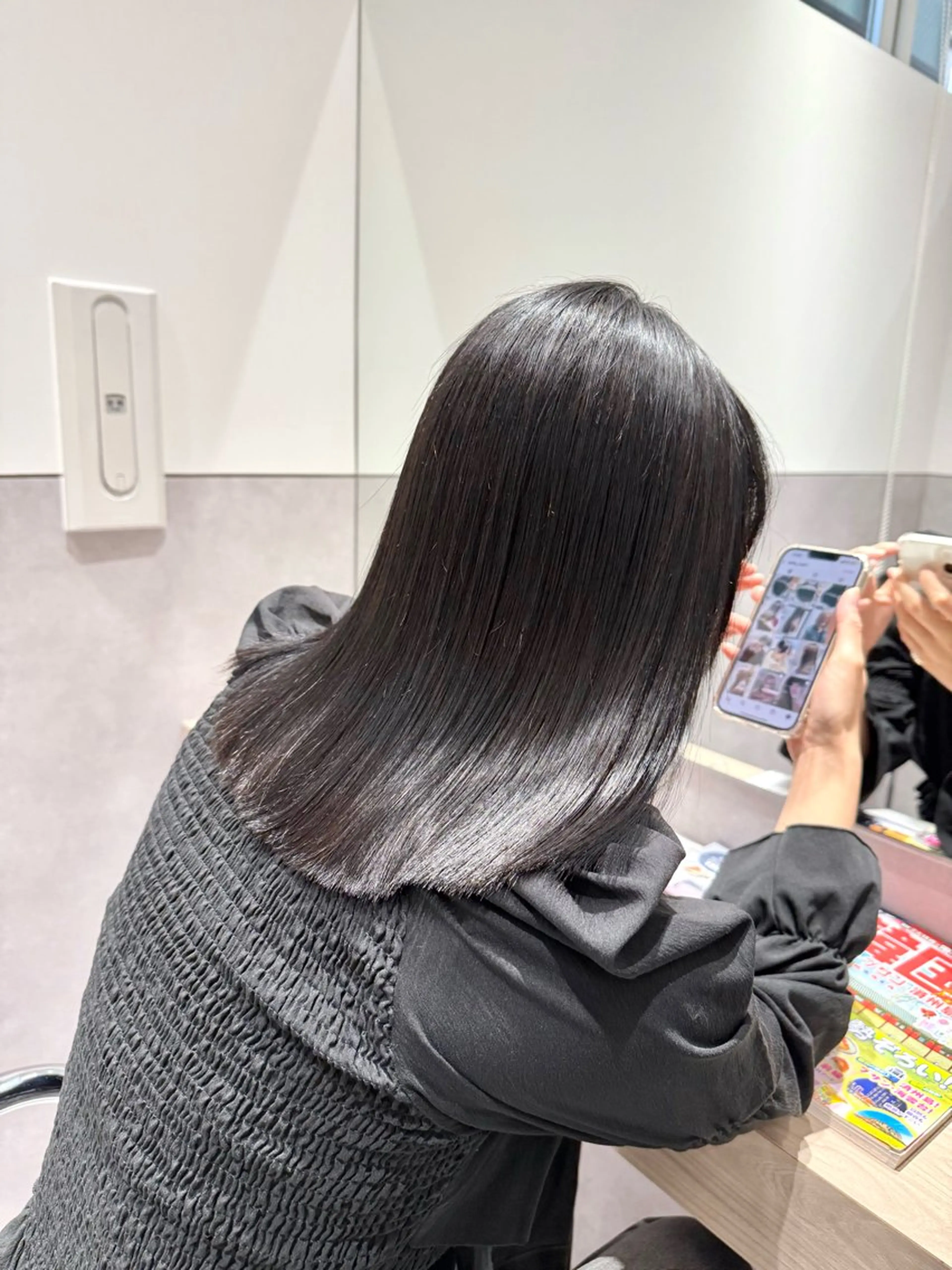 ミディアム カラー パーマ ヘアアレンジ ミディアムパーマ 髪質改善 縮毛矯正 トリートメント ストレートパーマ 縮毛矯正 トリートメント 縮毛矯正/髪質改善/ ブリーチ毛/木元渓太のヘアスタイル