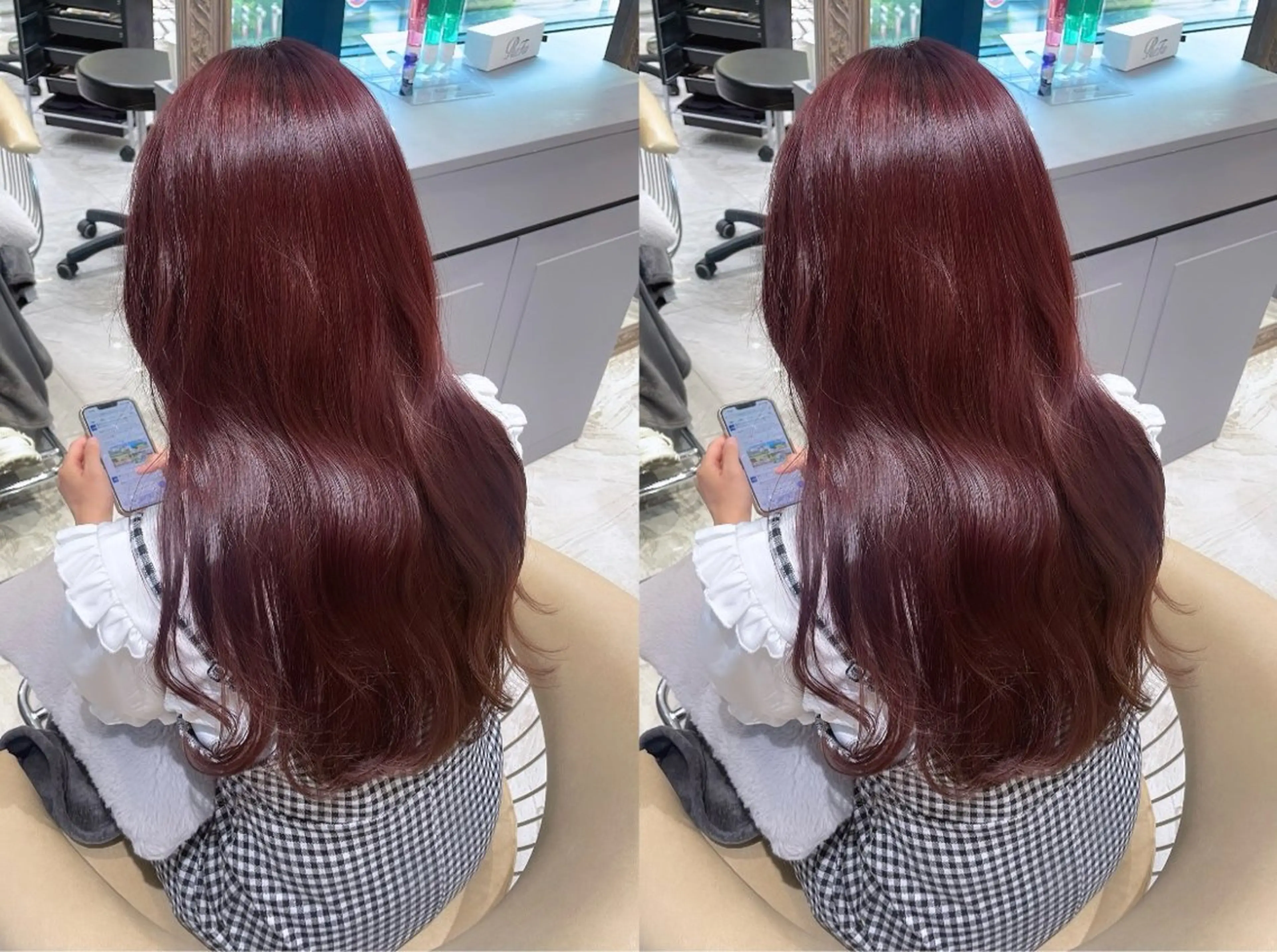 カラー ゆらんちょ/ブリーチ 無w/縮毛矯正/暖色のヘアスタイル