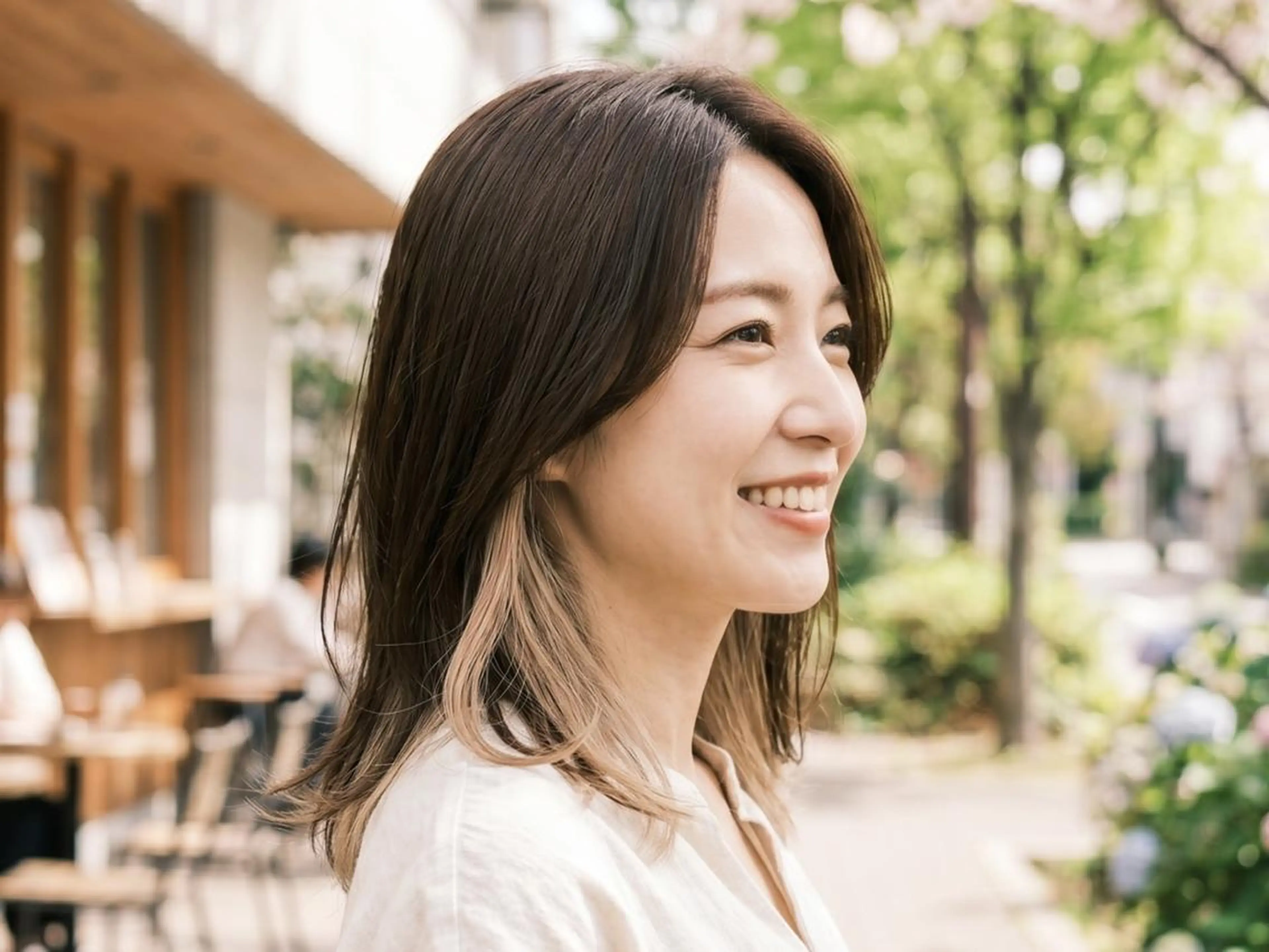 セミロング 個室×髪質改善🤍 newi三宮✂のヘアスタイル