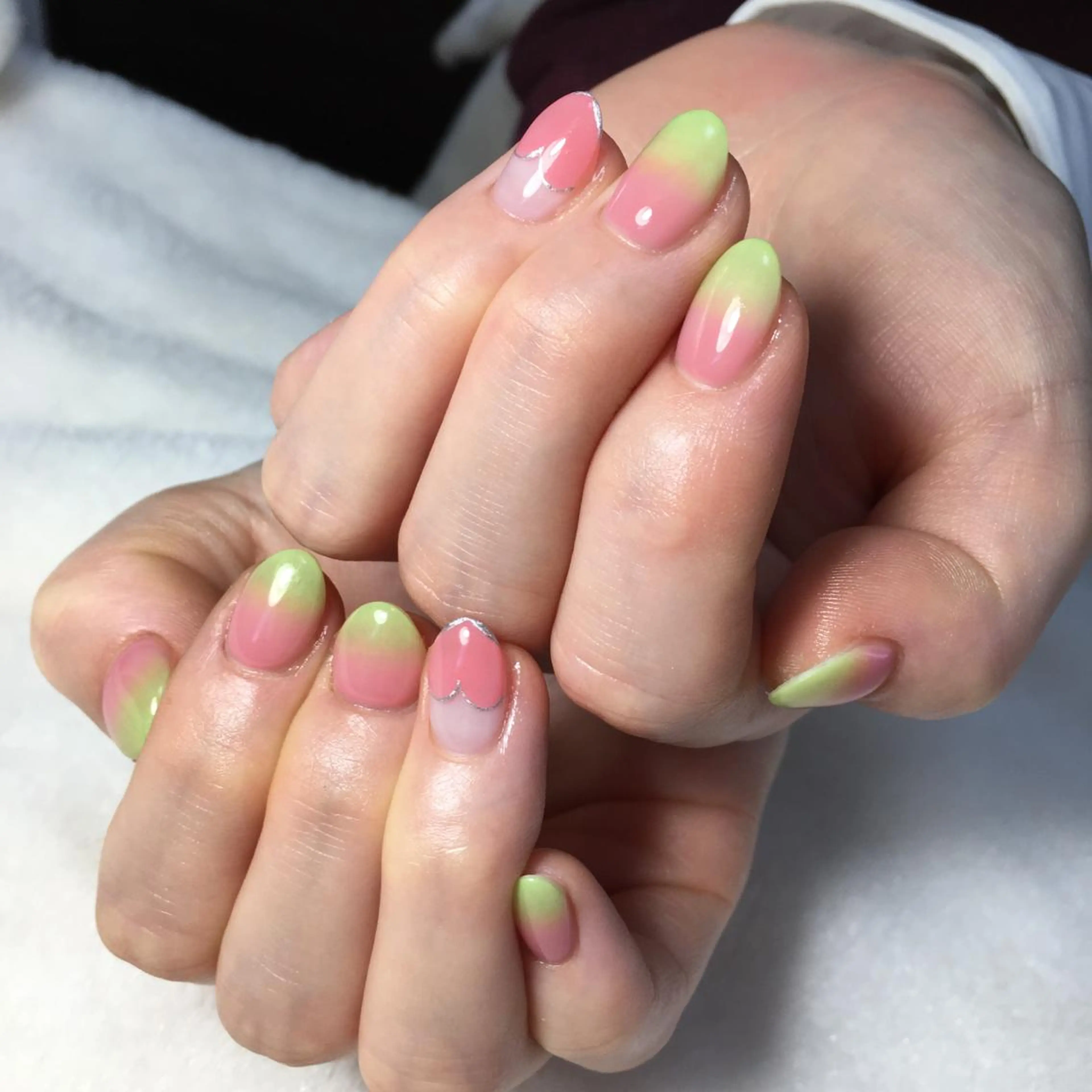 ネイル アートネイル グラデーション ハート ハンドネイル kipinail 川﨑えりかのネイルデザイン