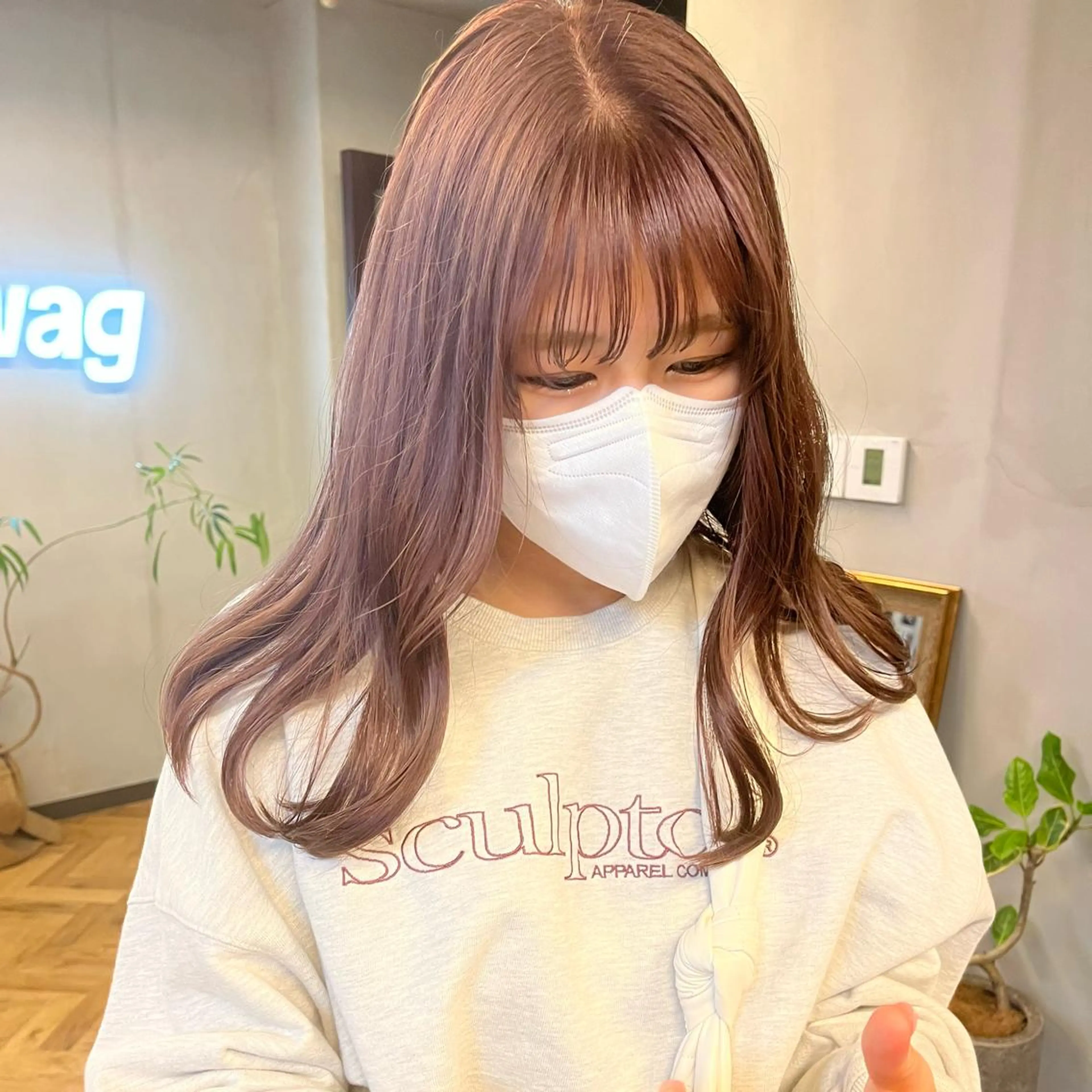 セミロング カラー 透明感カラー ena/ブリーチなし 透明感・レイヤー🎀のヘアスタイル