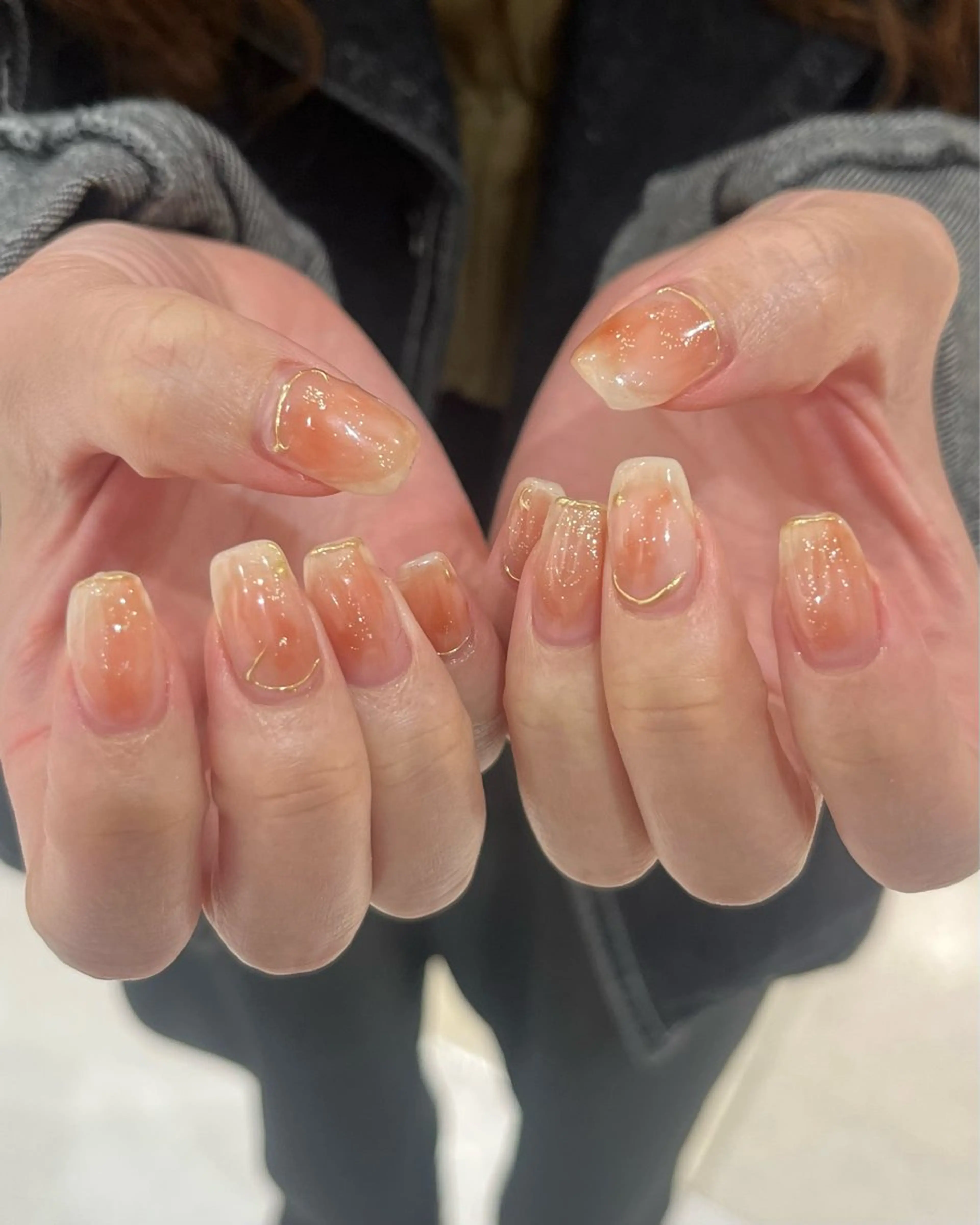 ネイル ニュアンスネイル オレンジ ハンドネイル kanatsu yorikoのネイルデザイン