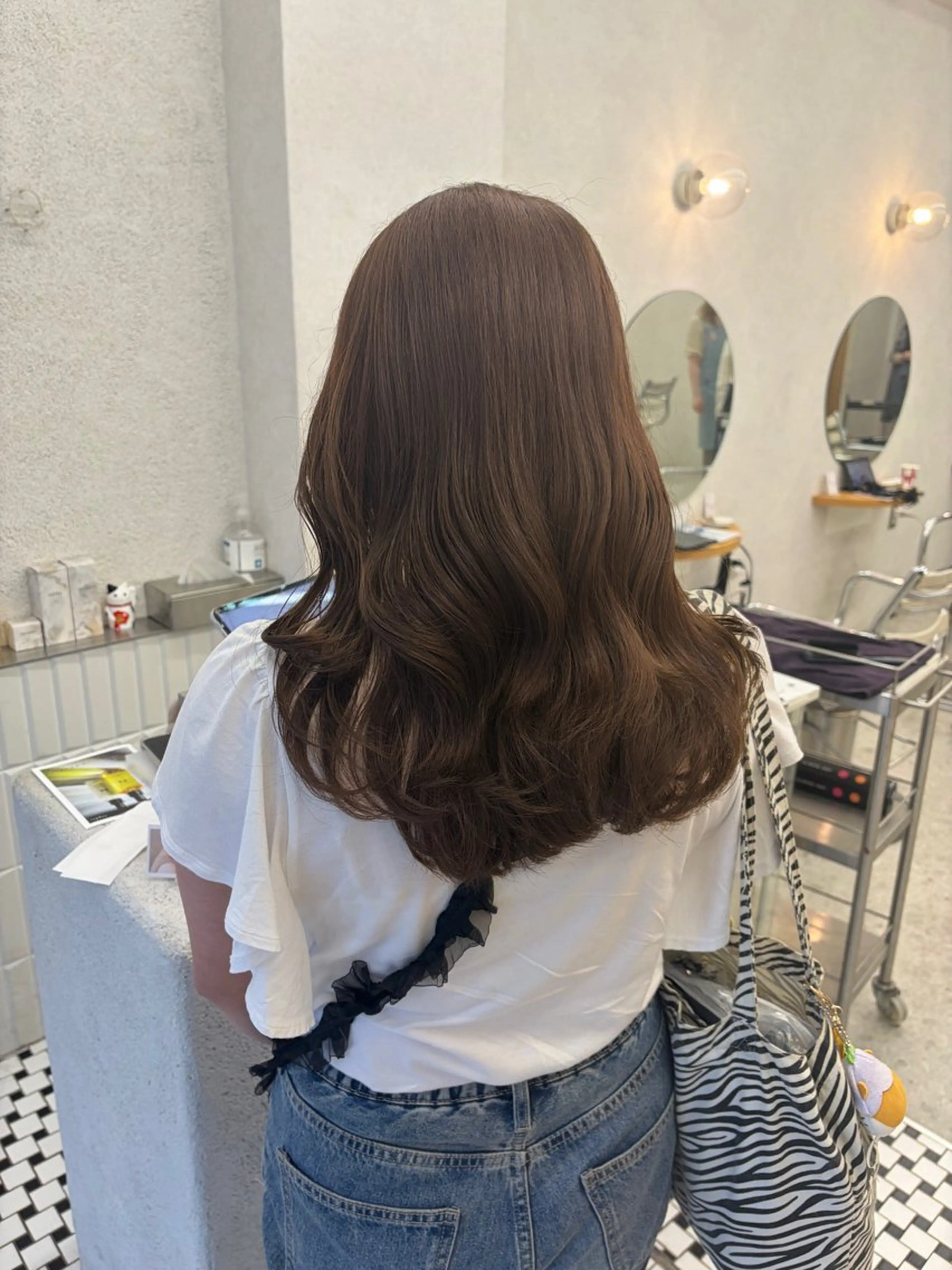セミロング カット ヘアカラー トリートメント リン🔔ボブ cut 柔らかベージュ🤎のヘアスタイル
