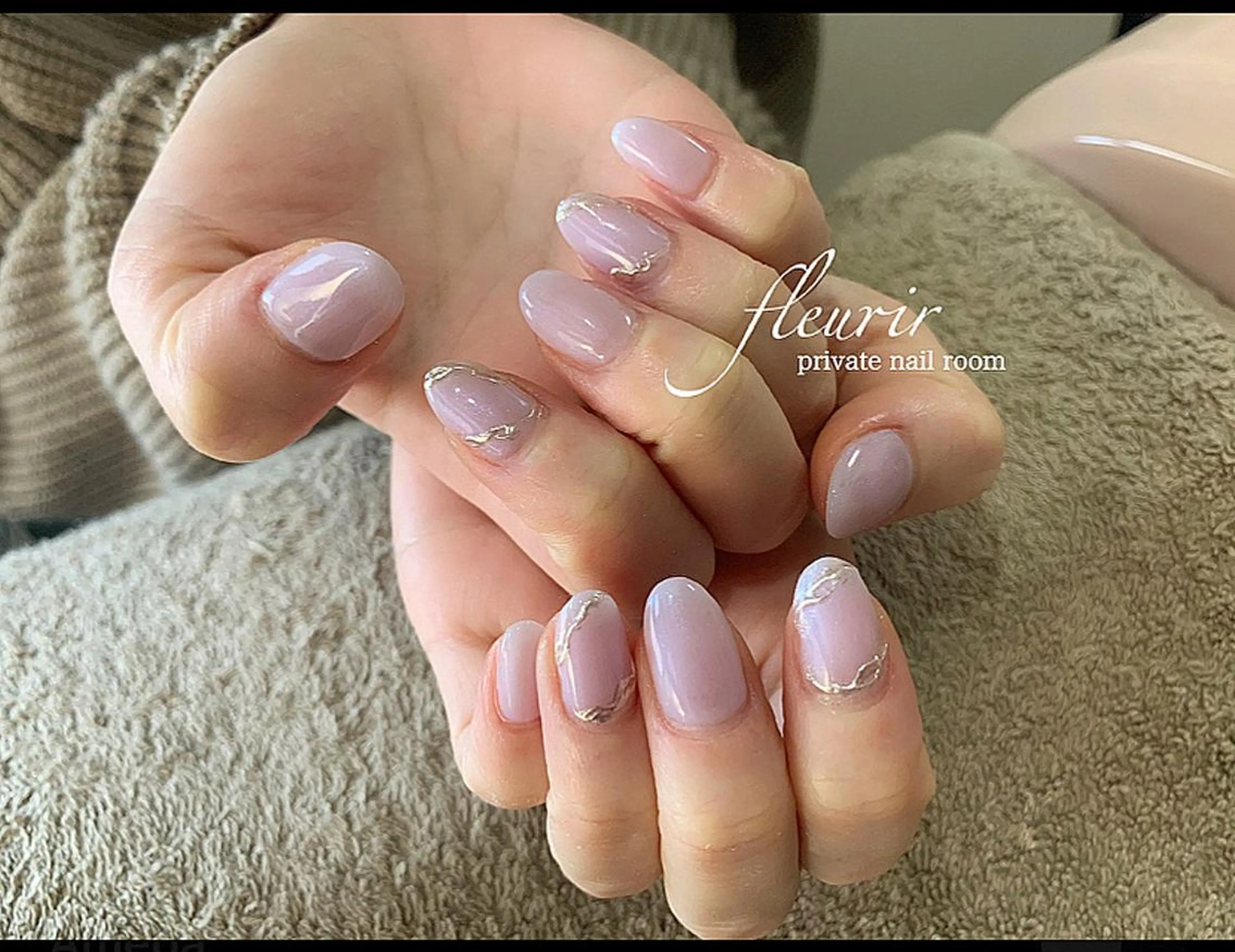 ネイル ラメ(グリッター) ミラーネイル ピンク パープル フルリール 【プライベートサロンのネイルデザイン