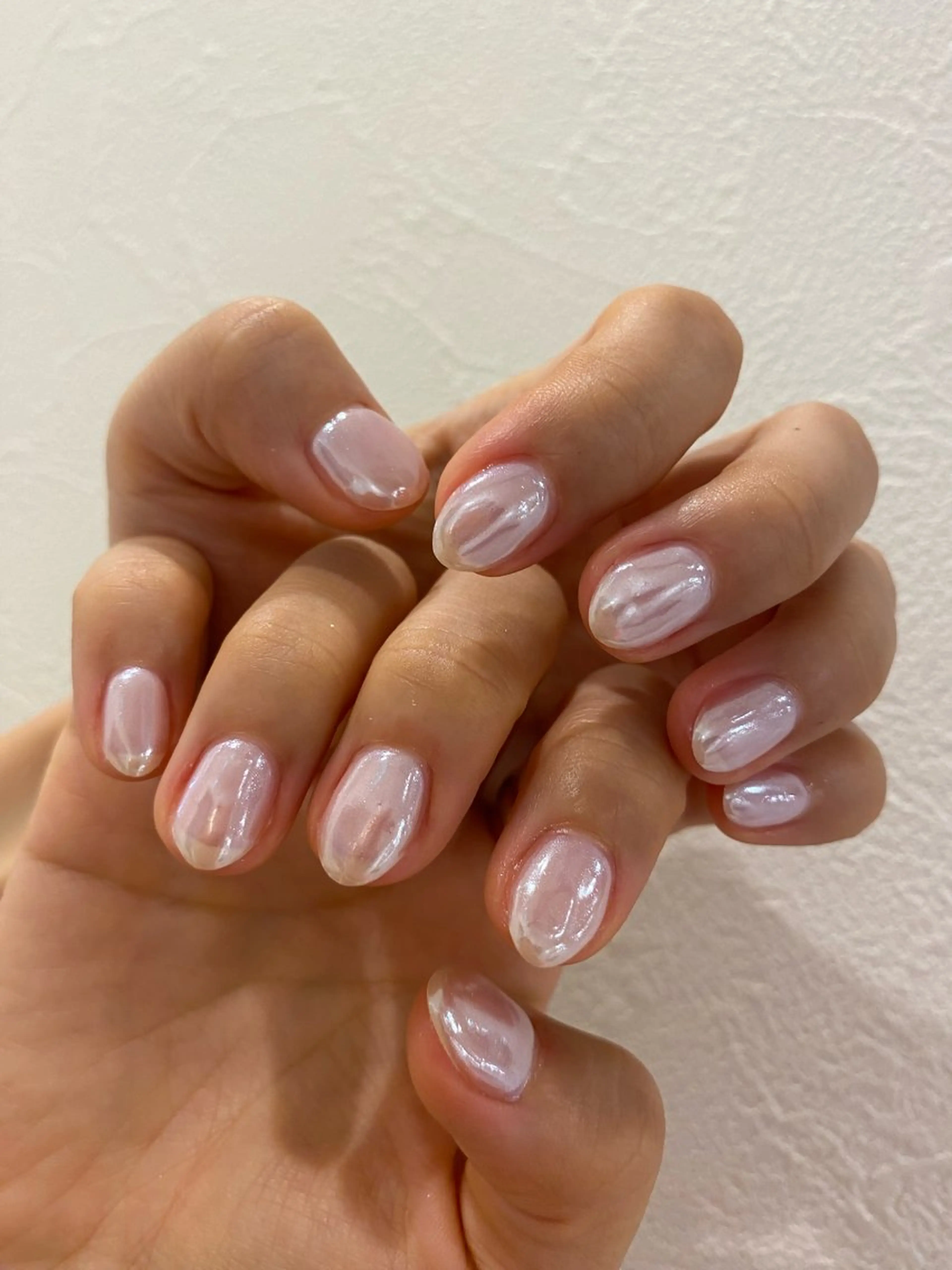 ネイル オーロラネイル クリアネイル ホワイト ハンドネイル Ann nailのネイルデザイン