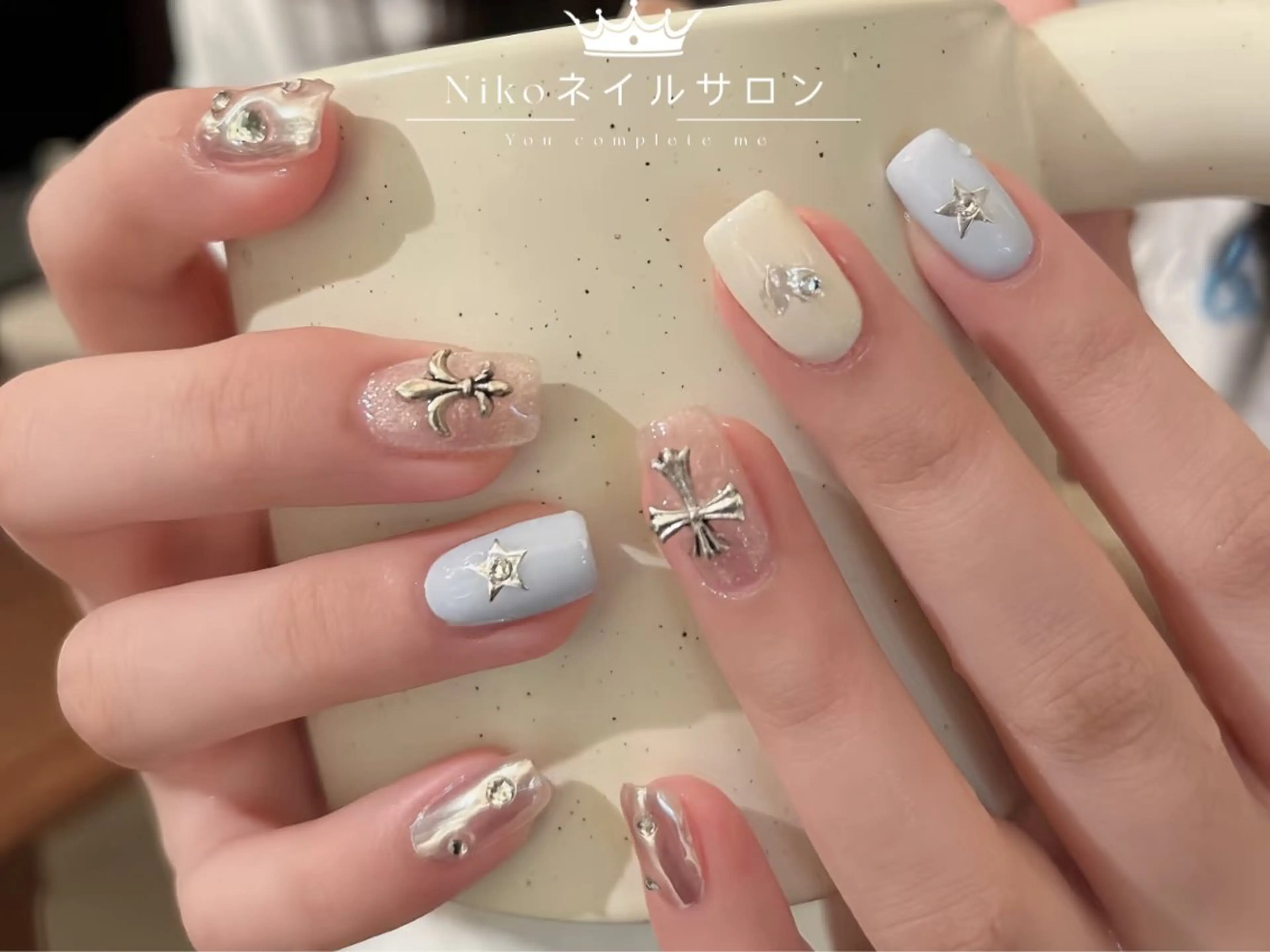 ネイル チークネイル フットネイル フレンチネイル ジェルネイル ガラスフレンチ Nikosalon rikoのネイルデザイン