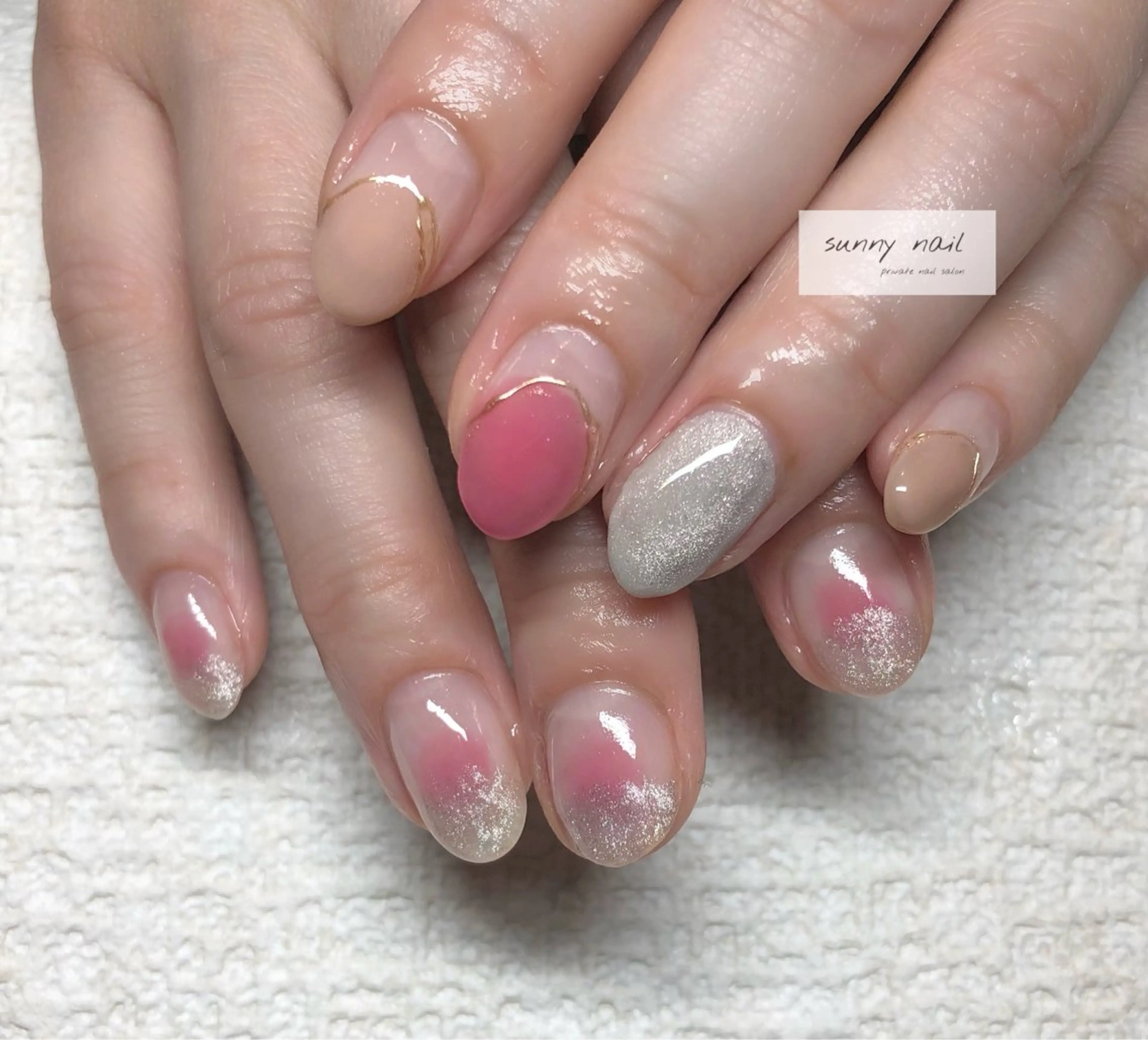 ネイル チークネイル マグネットネイル ミラーネイル sunny nailのネイルデザイン