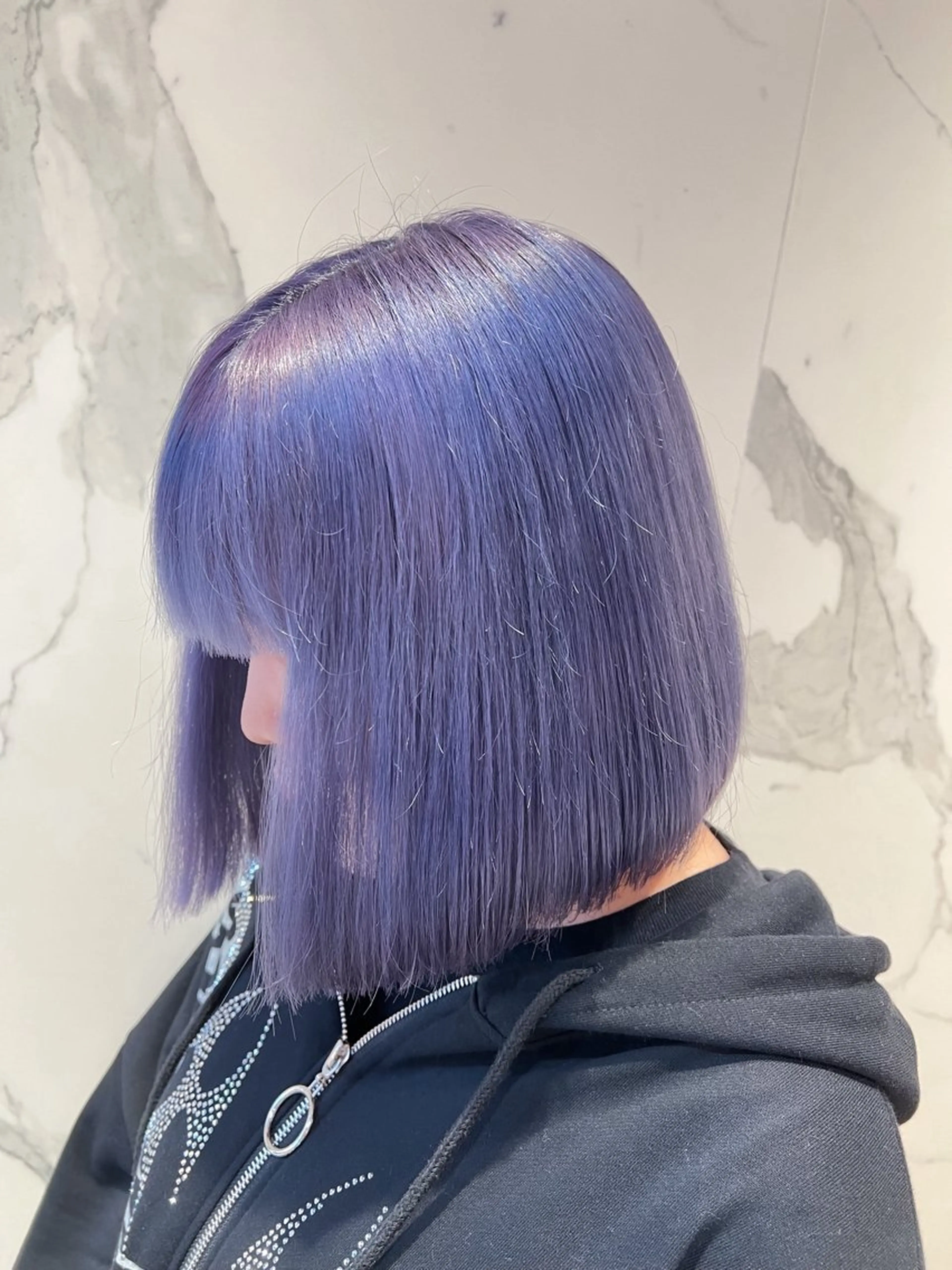 ミディアム 切りっぱなしボブ ボブ 海外レイヤー/ 梅田美容室のヘアスタイル