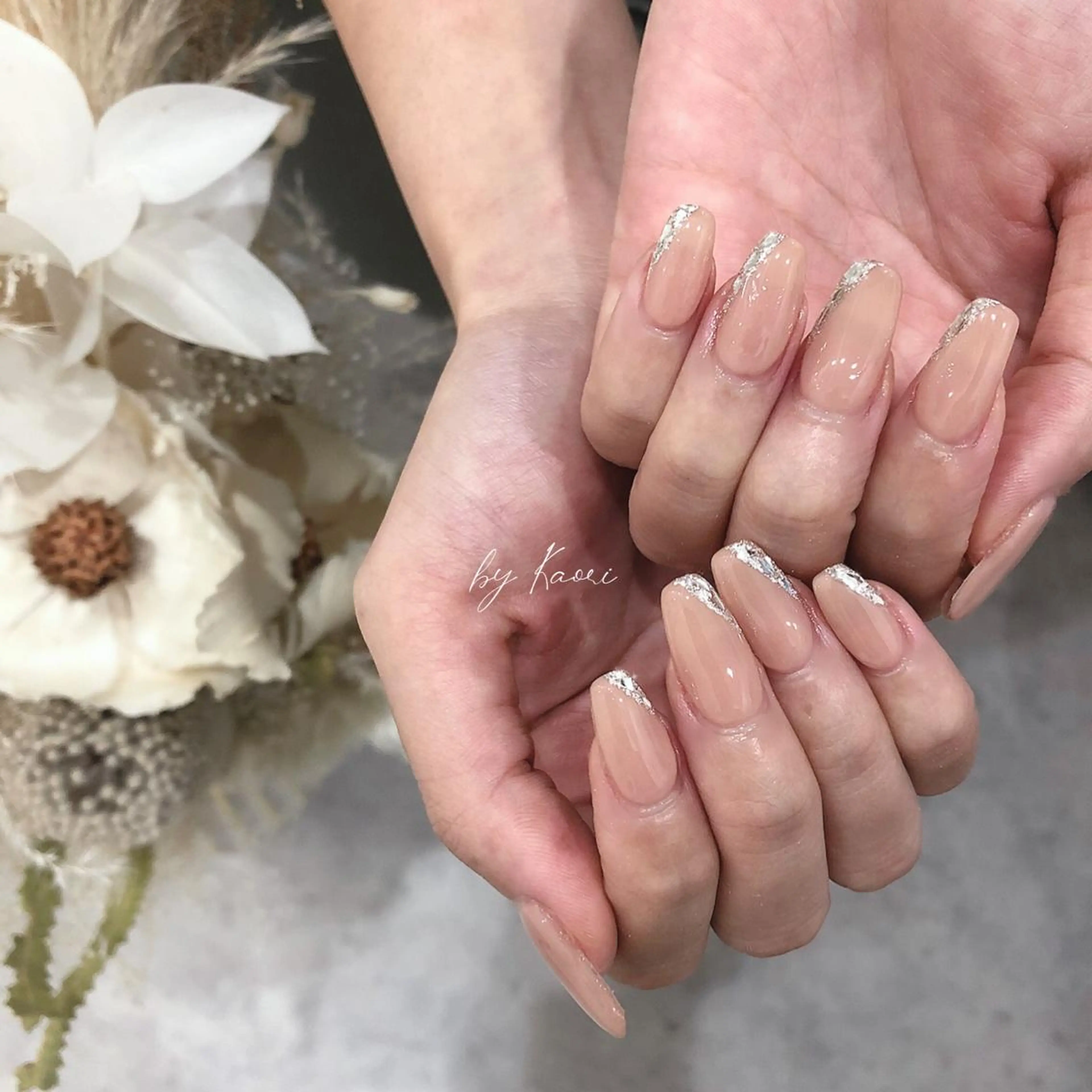 ネイル オーロラネイル ブラウン カジュアル フットネイル フレンチネイル ハンドネイル _Defi_ by Kaoriのネイルデザイン