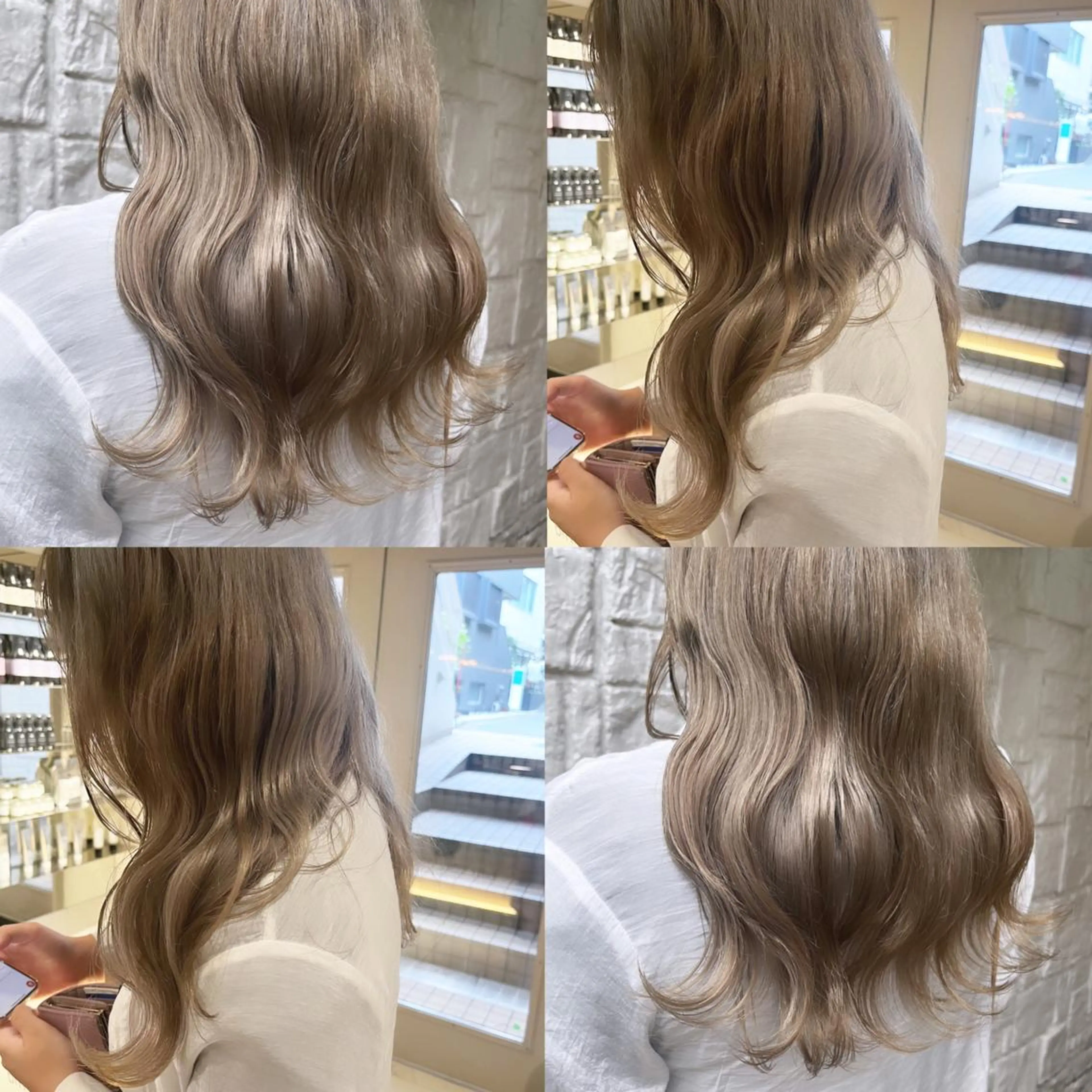 ロング カラー ベージュカラー ダブルカラー ハイトーンカラー ミルクティーベージュ ホワイトベージュ ヘアカラー トリートメント ヘッドスパ ヘアセット カジュアルを女っぽく 𝗮𝘆𝗮𝗰𝗼のヘアスタイル