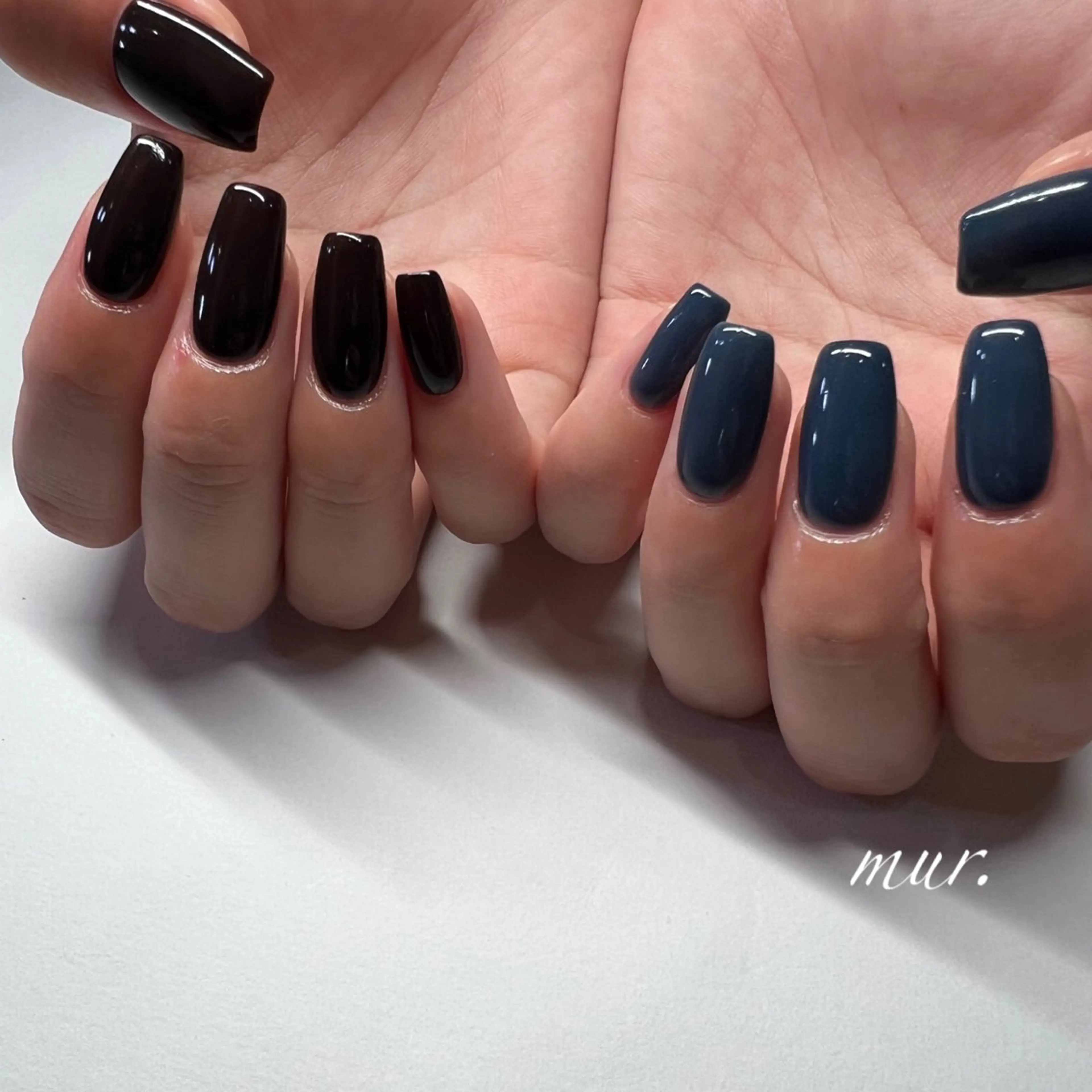 ネイル ブルー ジェルネイル ロングネイル ワンカラーネイル ショートネイル nailsalon mur.のネイルデザイン