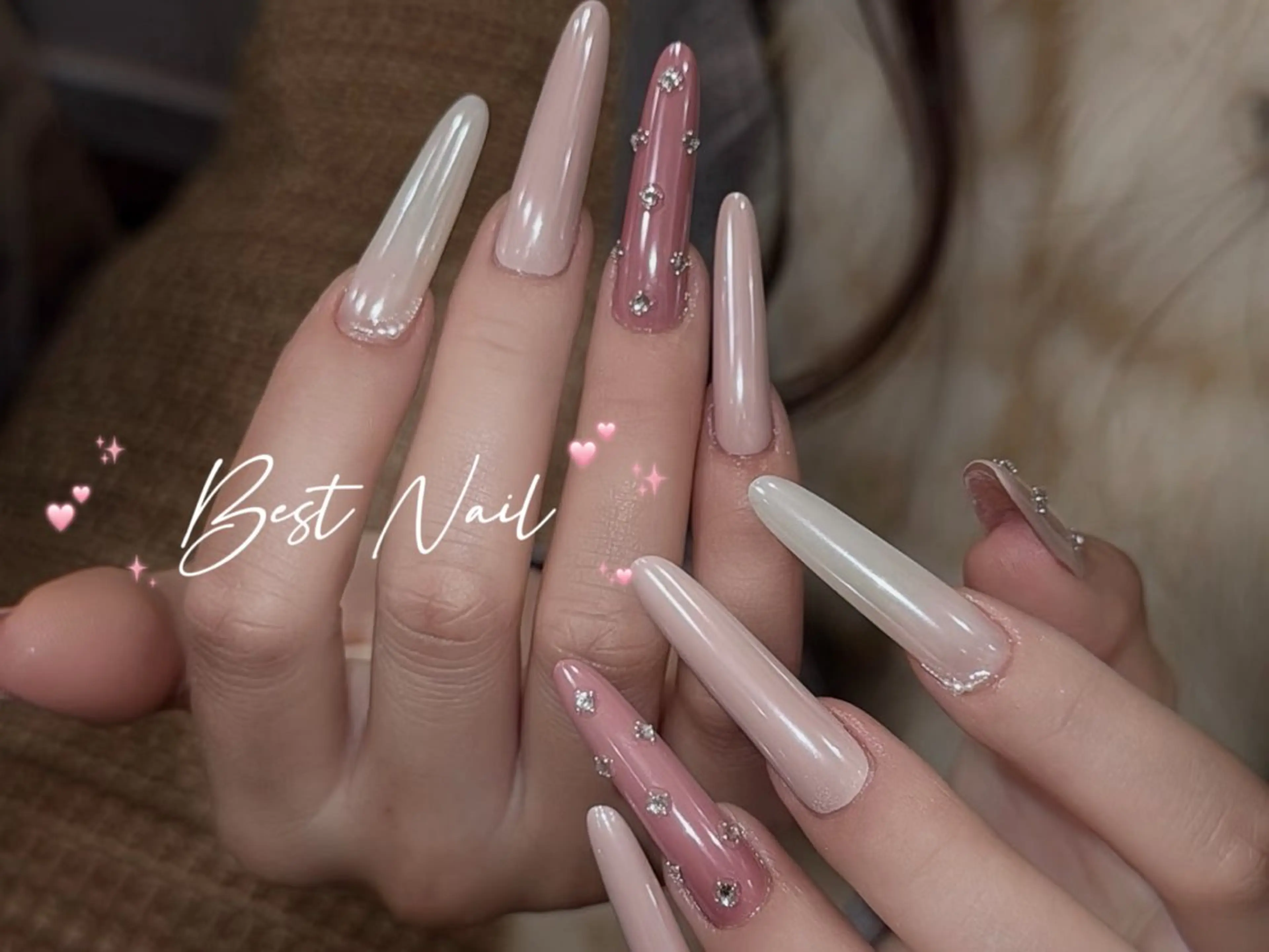ネイル オーロラネイル クリアネイル 長さ出し ジェルネイル 韓国ネイル ハンドネイル best nailのネイルデザイン