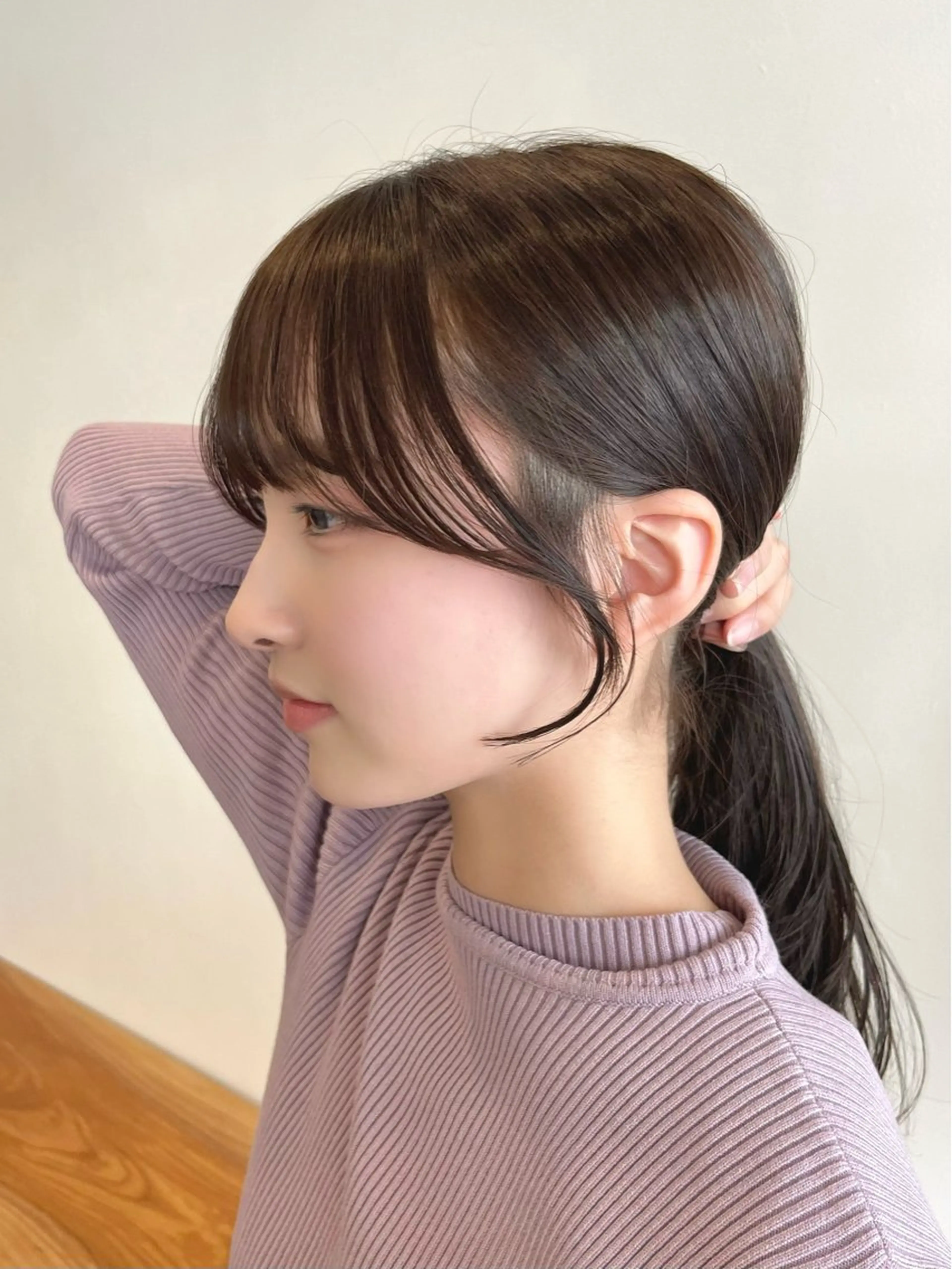 セミロング カラー グレージュ くびれヘア 顔まわりレイヤー 韓国風ヘア レイヤーカット カット ヘアカラー i.Ehime所属・VIEW EHIME 齋藤  あつきのヘアスタイル
