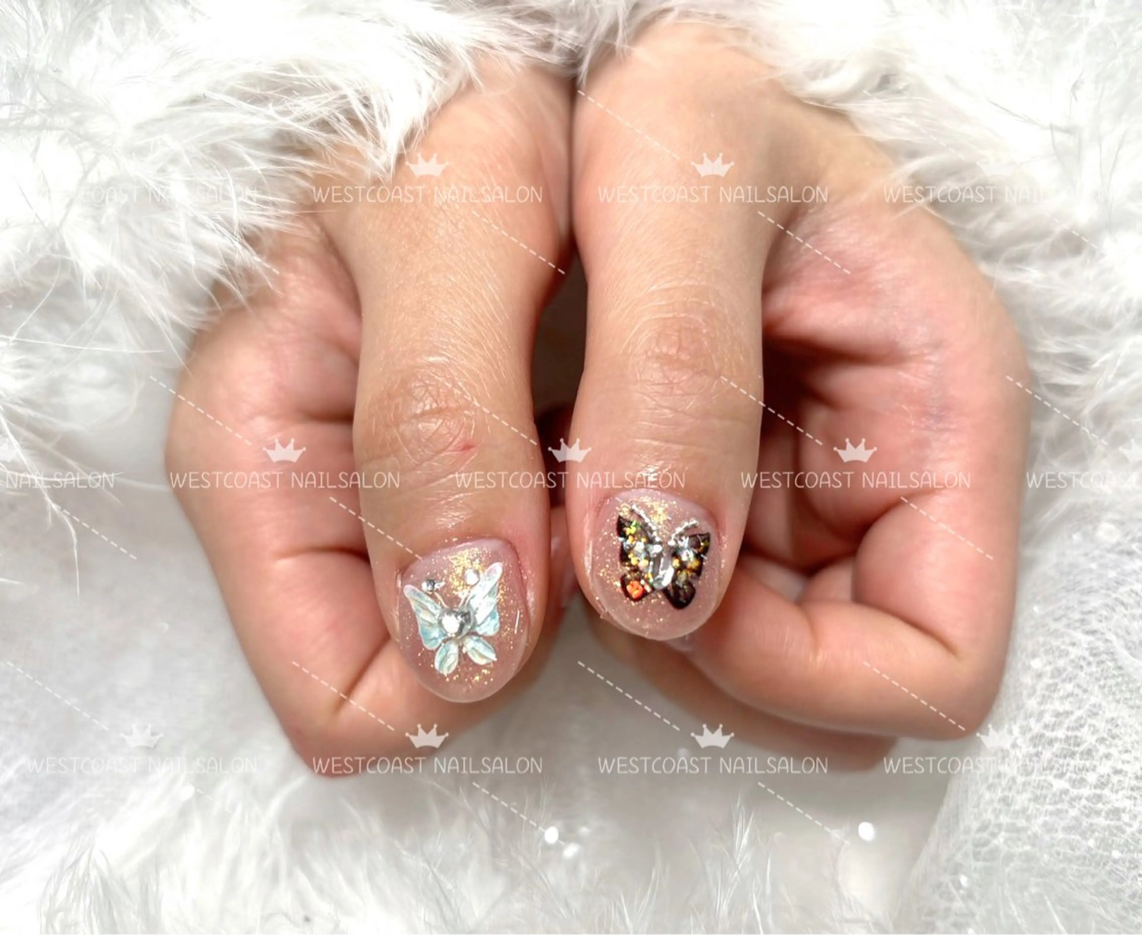 ネイル リボン、ガーリー パーツ放題専門店のネイルデザイン