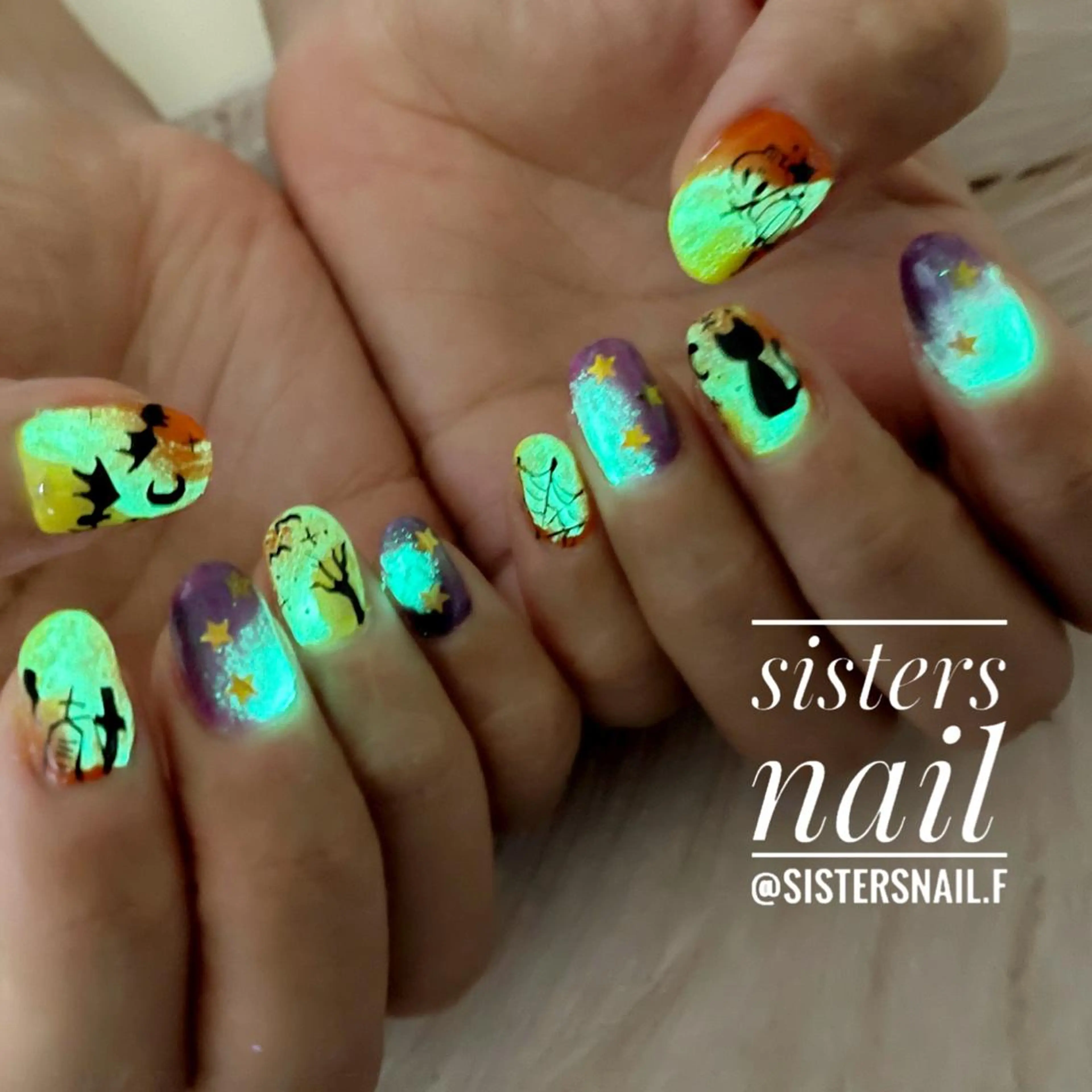 ネイル アートネイル グラデーション ハロウィン ニュアンスネイル sisters nail.fのネイルデザイン