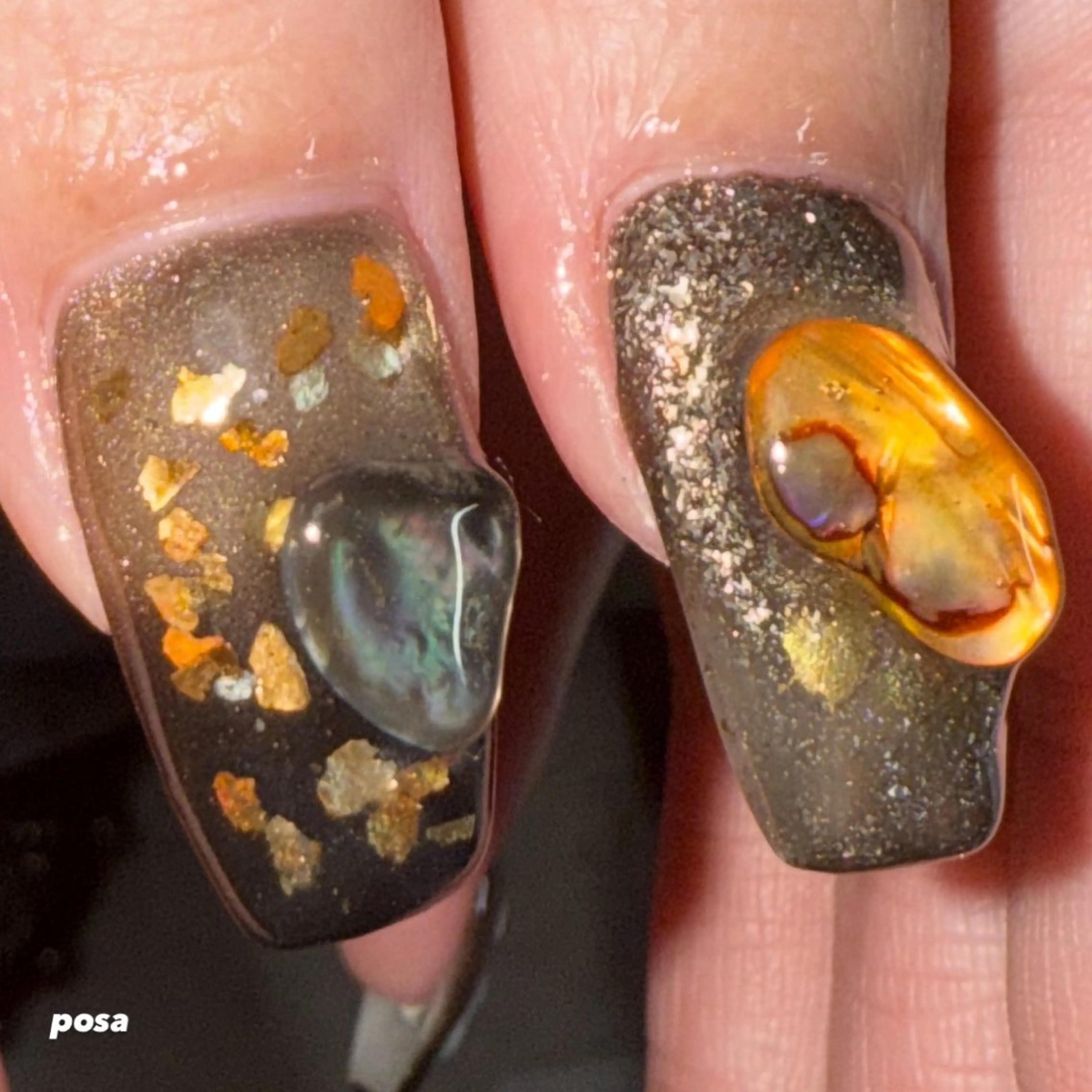 ネイル ブラウン ニュアンスネイル シンプルネイル ハンドネイル posa nail モエミのネイルデザイン