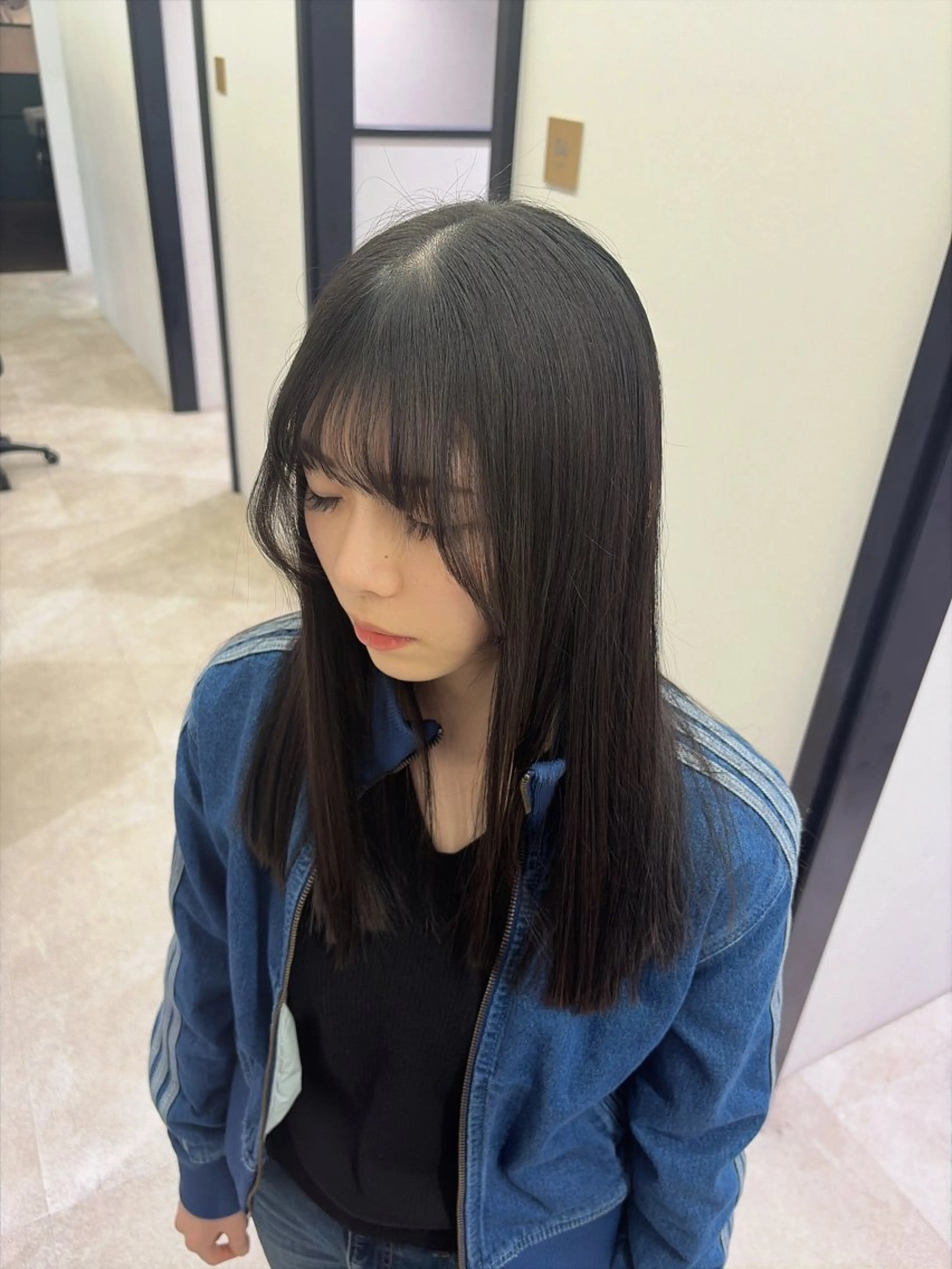 ミディアム ヘアカラー 平日カットモデル 高岡/山崎開世のヘアスタイル