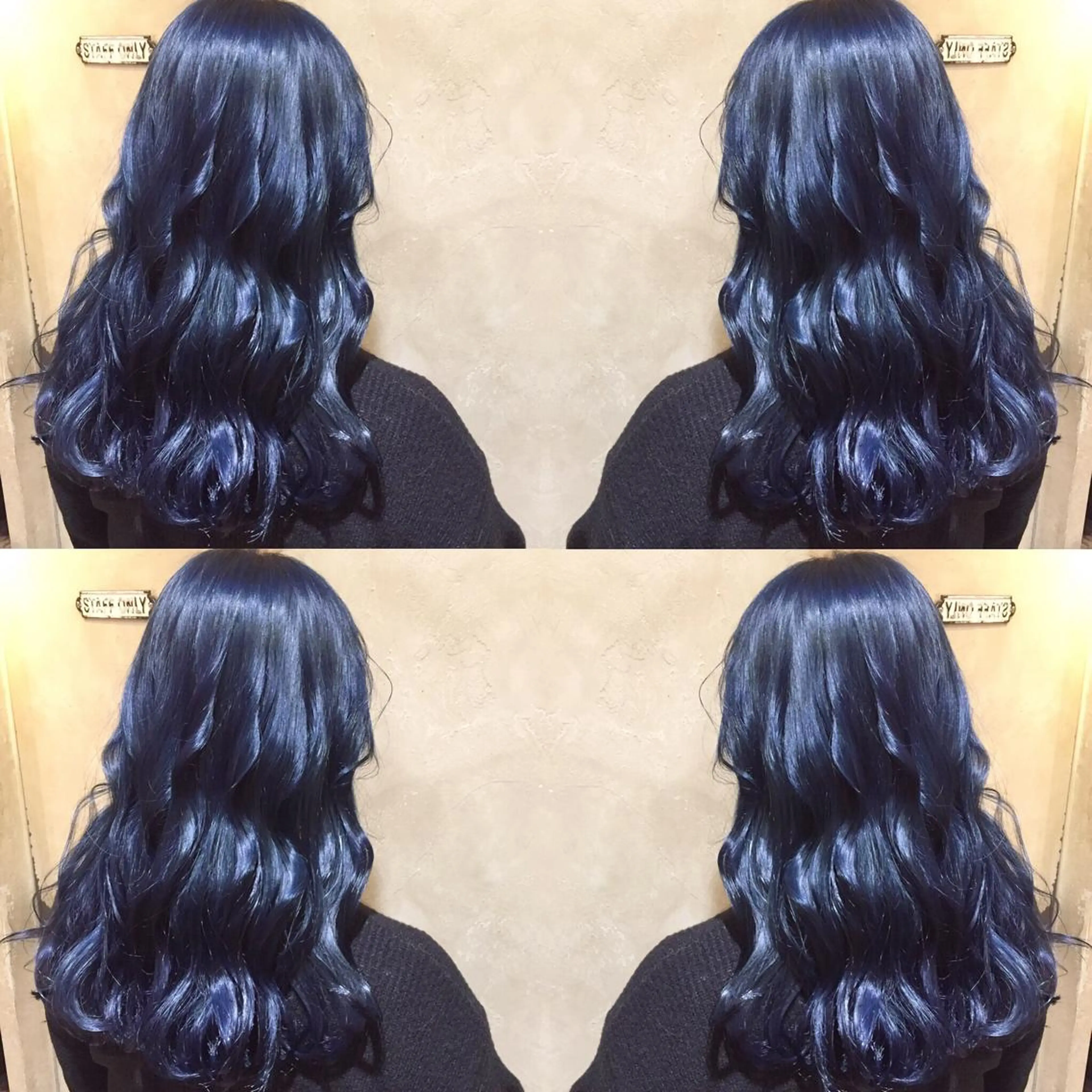 ロング カラー ブリーチ ブルーカラー ネイビーカラー 露木 啓介のヘアスタイル