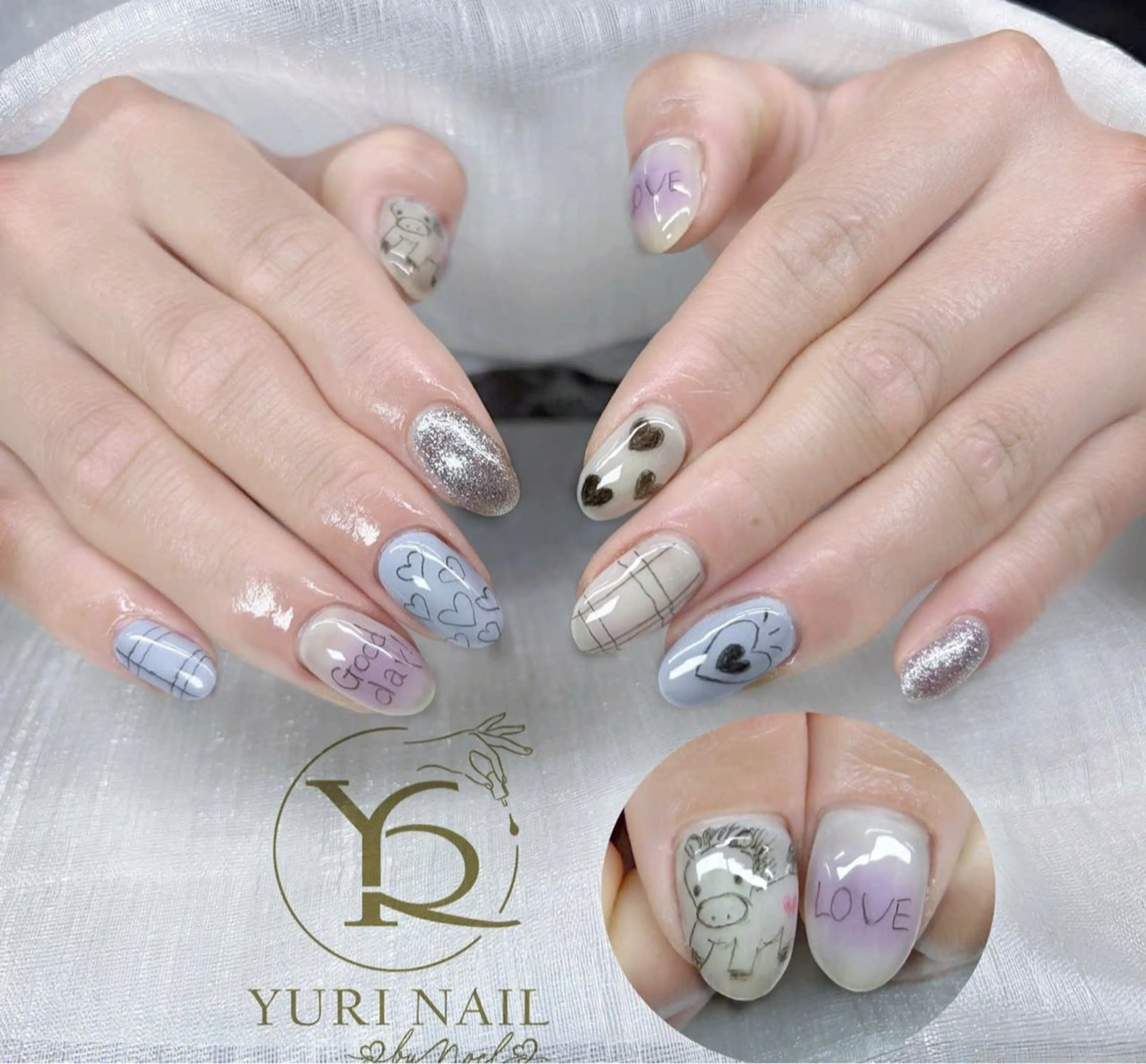 ネイル チークネイル フットネイル フレンチネイル グラデーション キラキラネイル ハンドネイル フットネイル ハンドケア YURI Nail Funabashiのネイルデザイン
