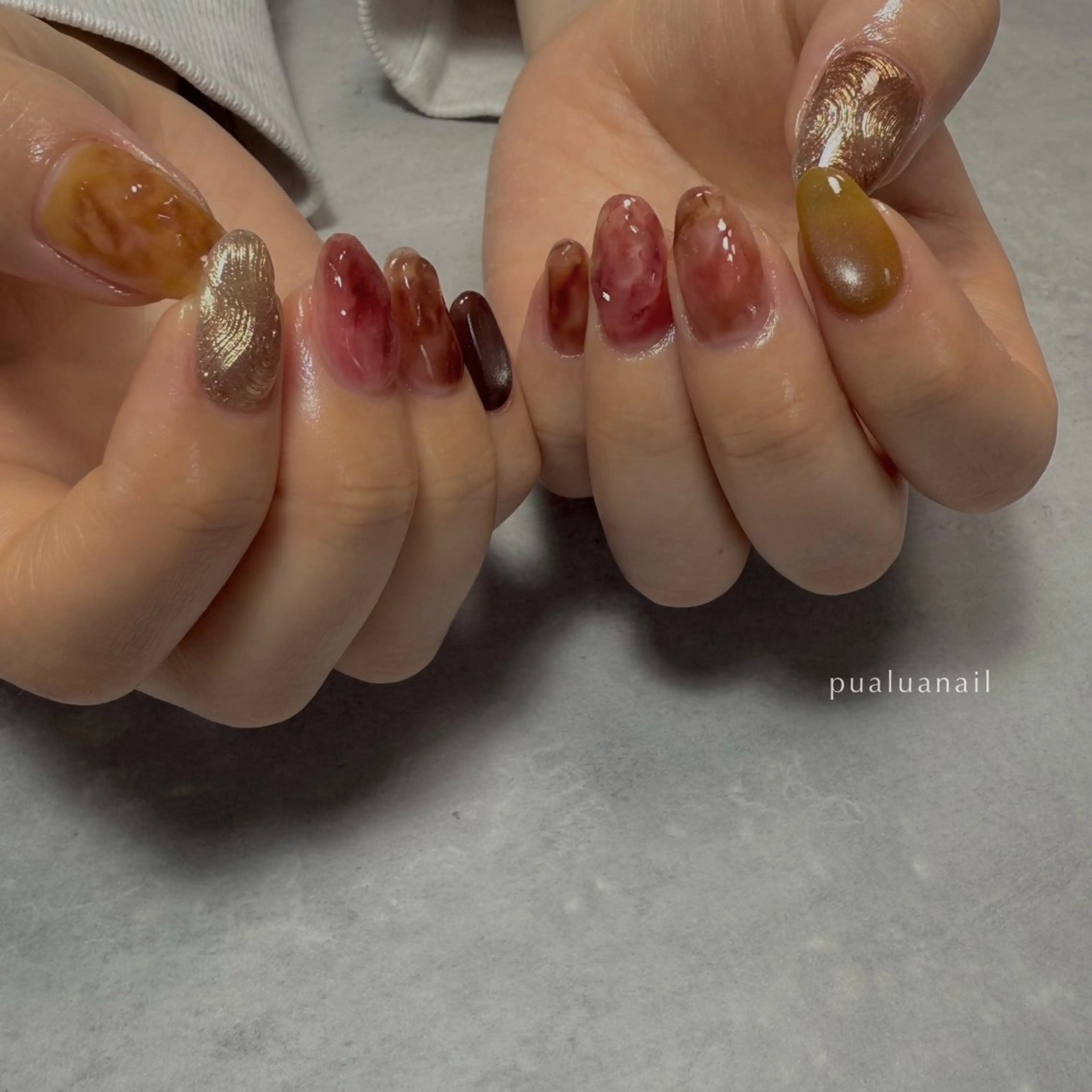 ネイル ニュアンスネイル ぷっくりネイル ハンドネイル pualua miharuのネイルデザイン