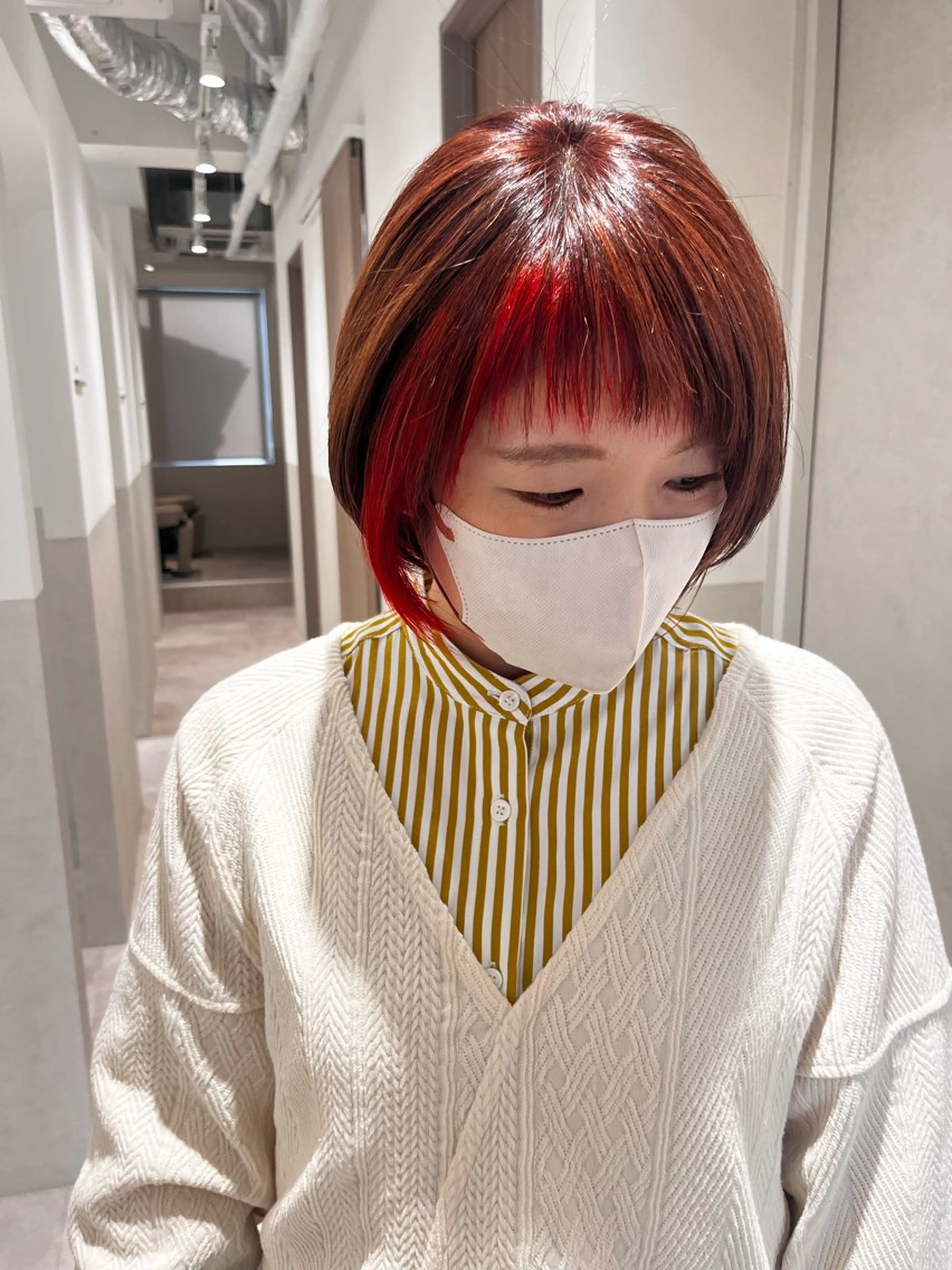 ショート カラー オレンジ レッドカラー ボブ カット ヘアカラー トリートメント 🍀ナガヤマ ヒデアキ🍀のヘアスタイル