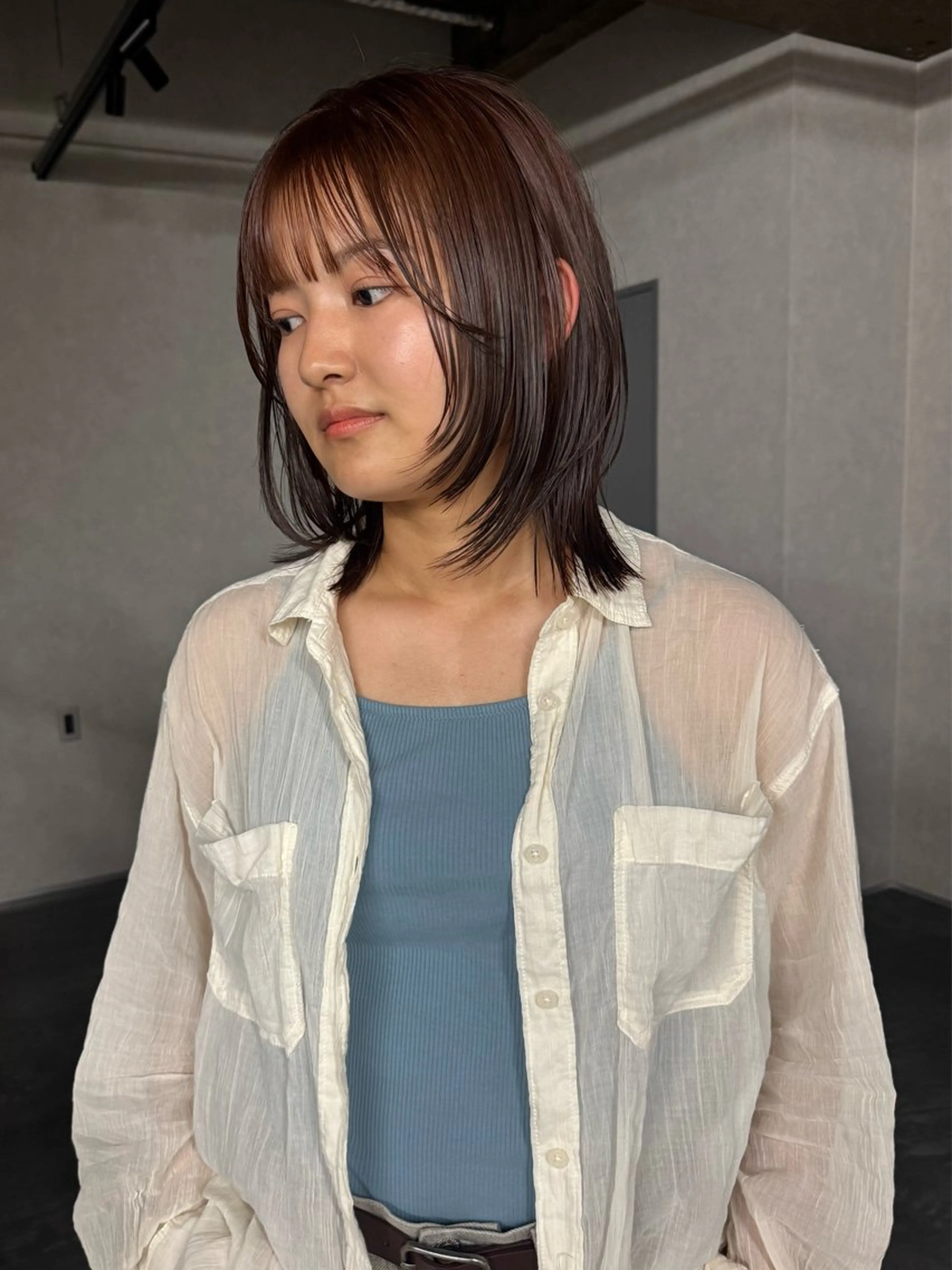 ミディアム カラー もりしま あやかのヘアスタイル