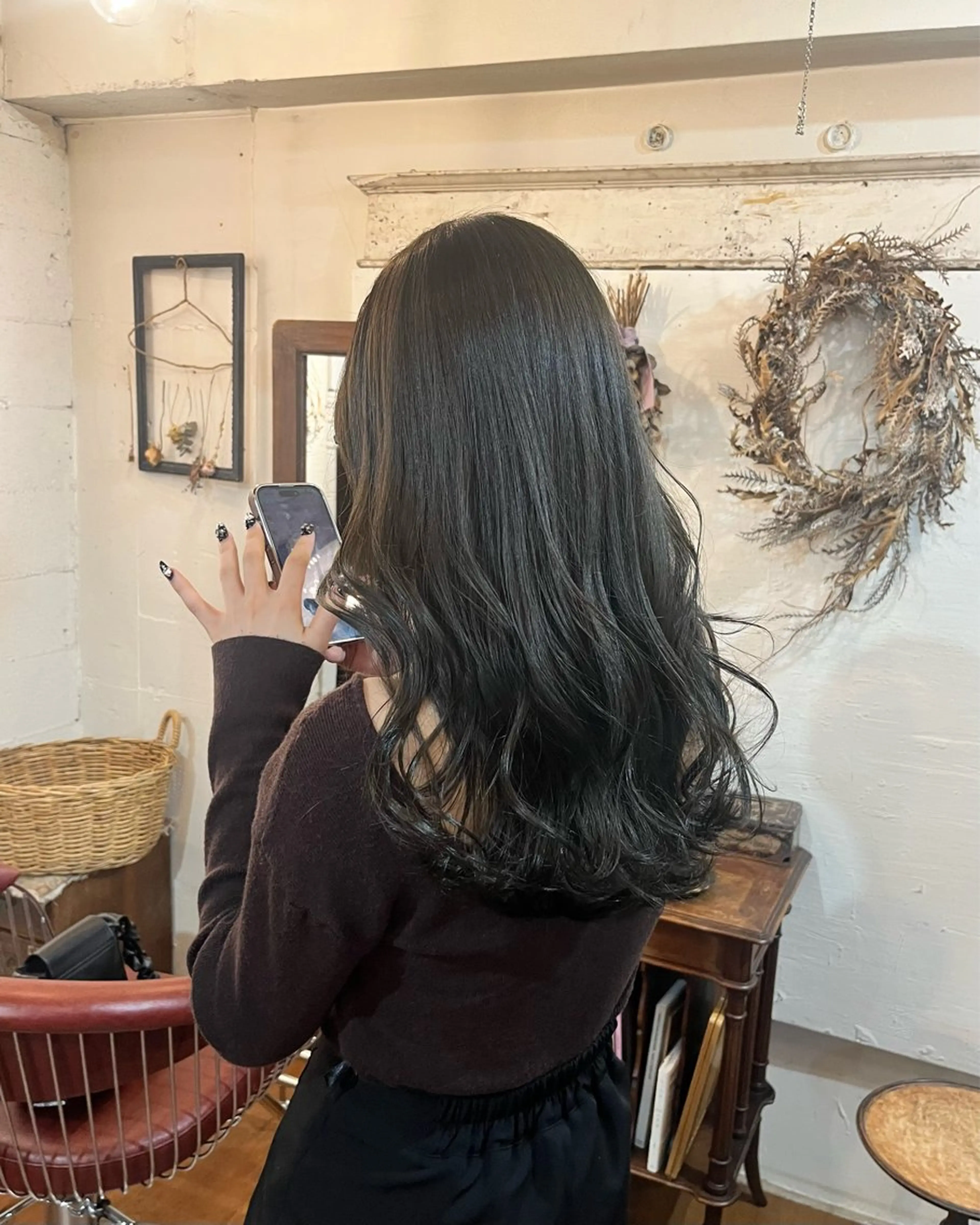 ロング カラー カット ヘアカラー 暗髪とオリーブ🌿 渡辺拓人のヘアスタイル
