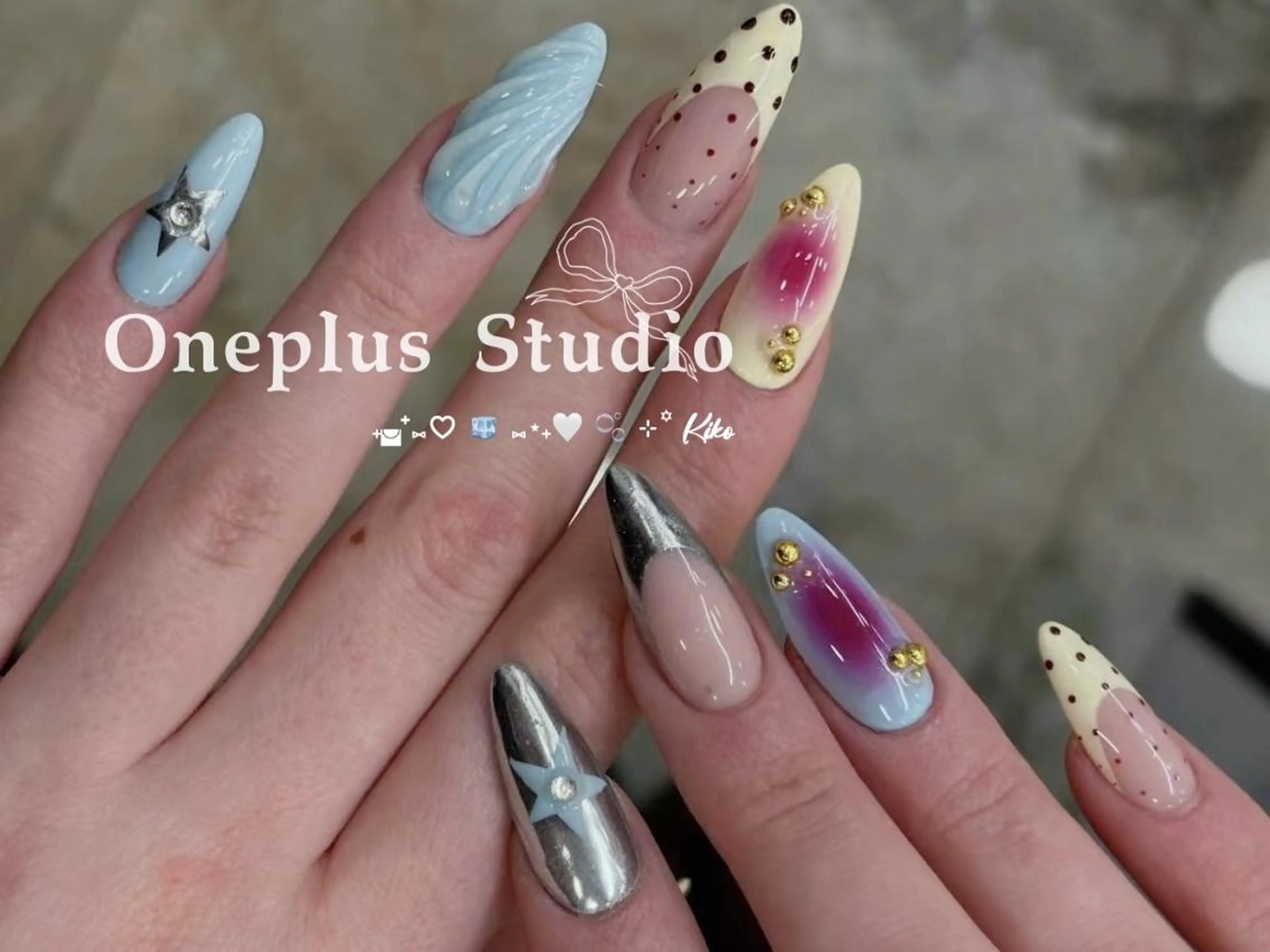 ネイル アニマル柄 ボルドー ブラウン フレンチネイル マグネットネイル One plus StudioNailのネイルデザイン