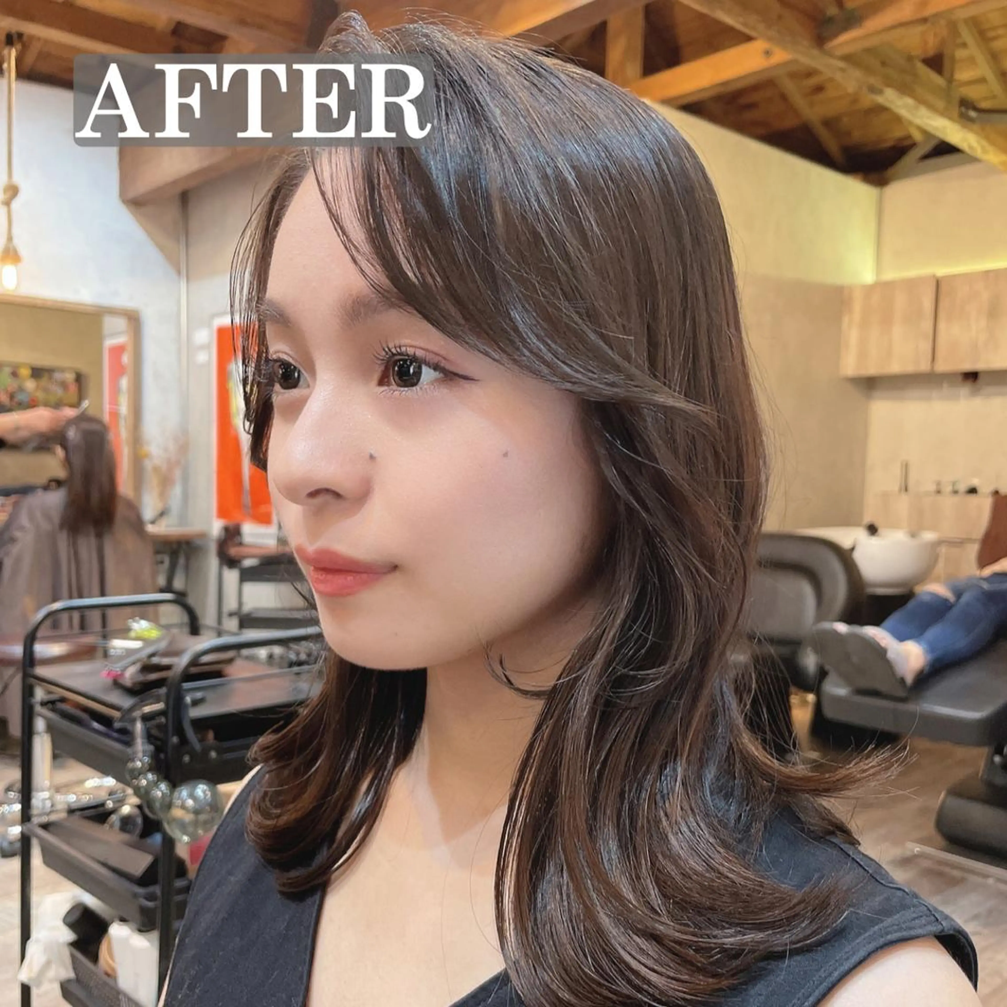 セミロング カラー カット ヘアカラー トリートメント 顔周りカット× 髪質改善【リョウ】のヘアスタイル