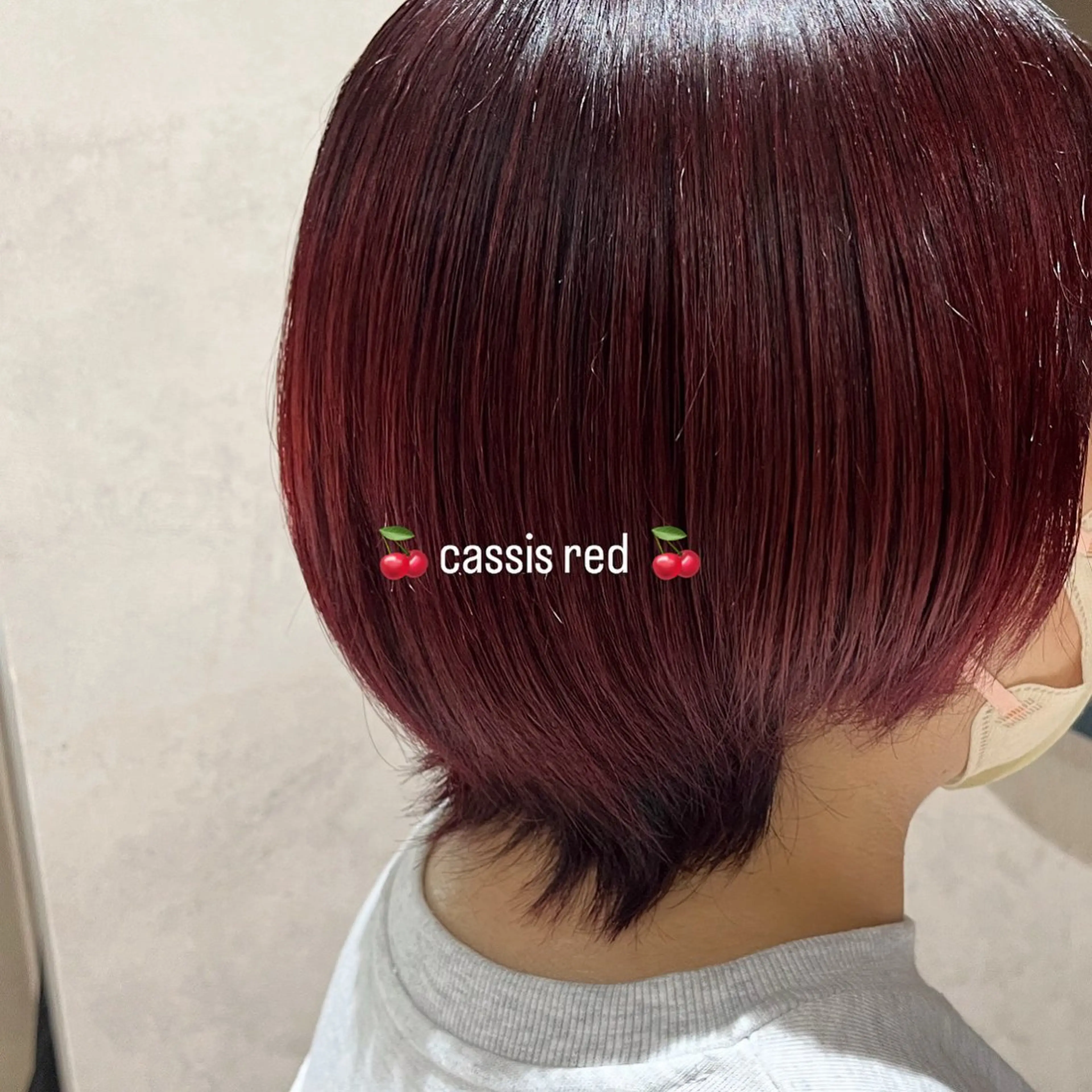 ショート カラー カシス 透明感カラー レッドカラー 髪質改善 縮毛矯正 ヘアカラー 《.Xian》ナツミ /ボブ/顔周りカットのヘアスタイル