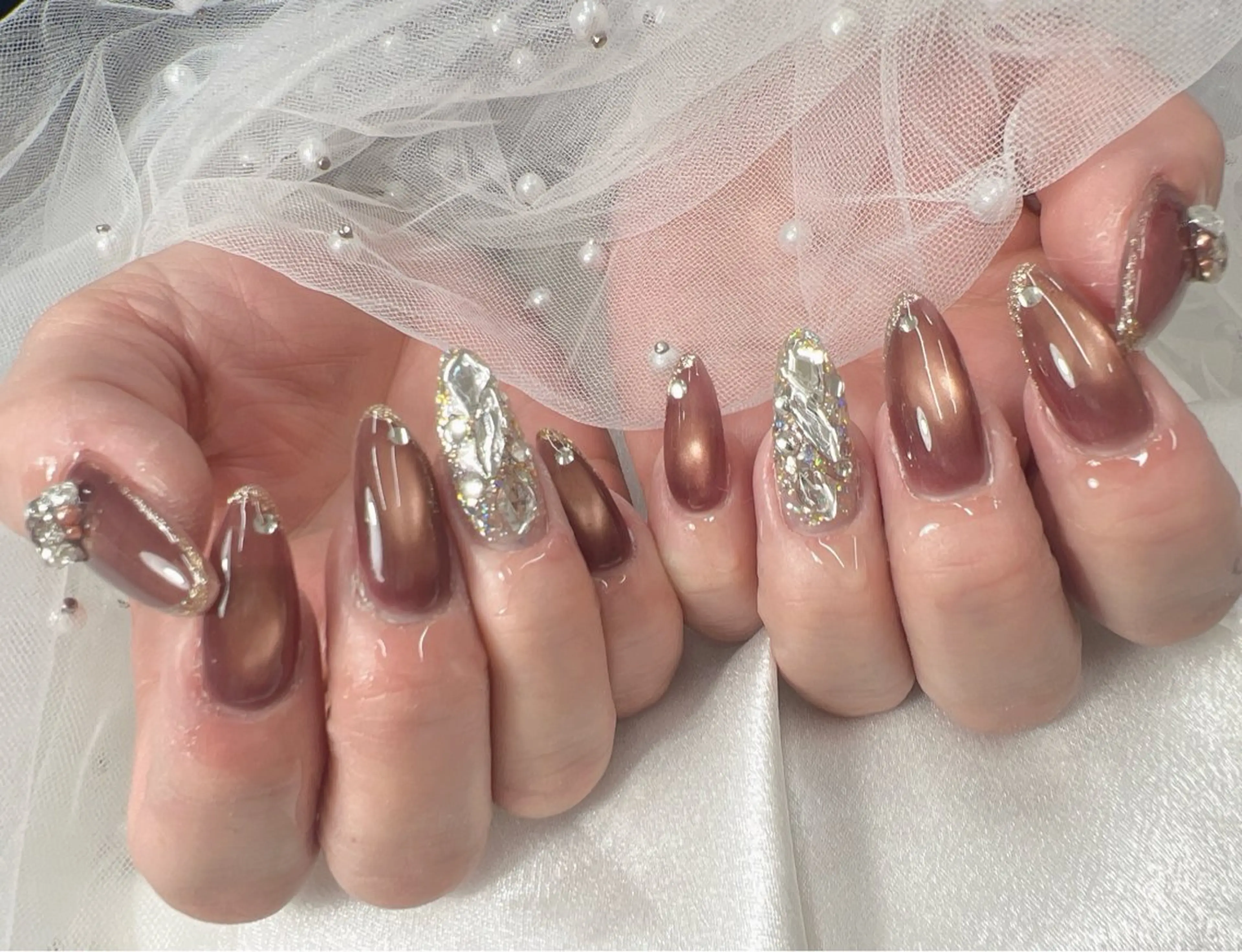 ネイル マグネットネイル ハンドネイル bijou nails　蓮のネイルデザイン