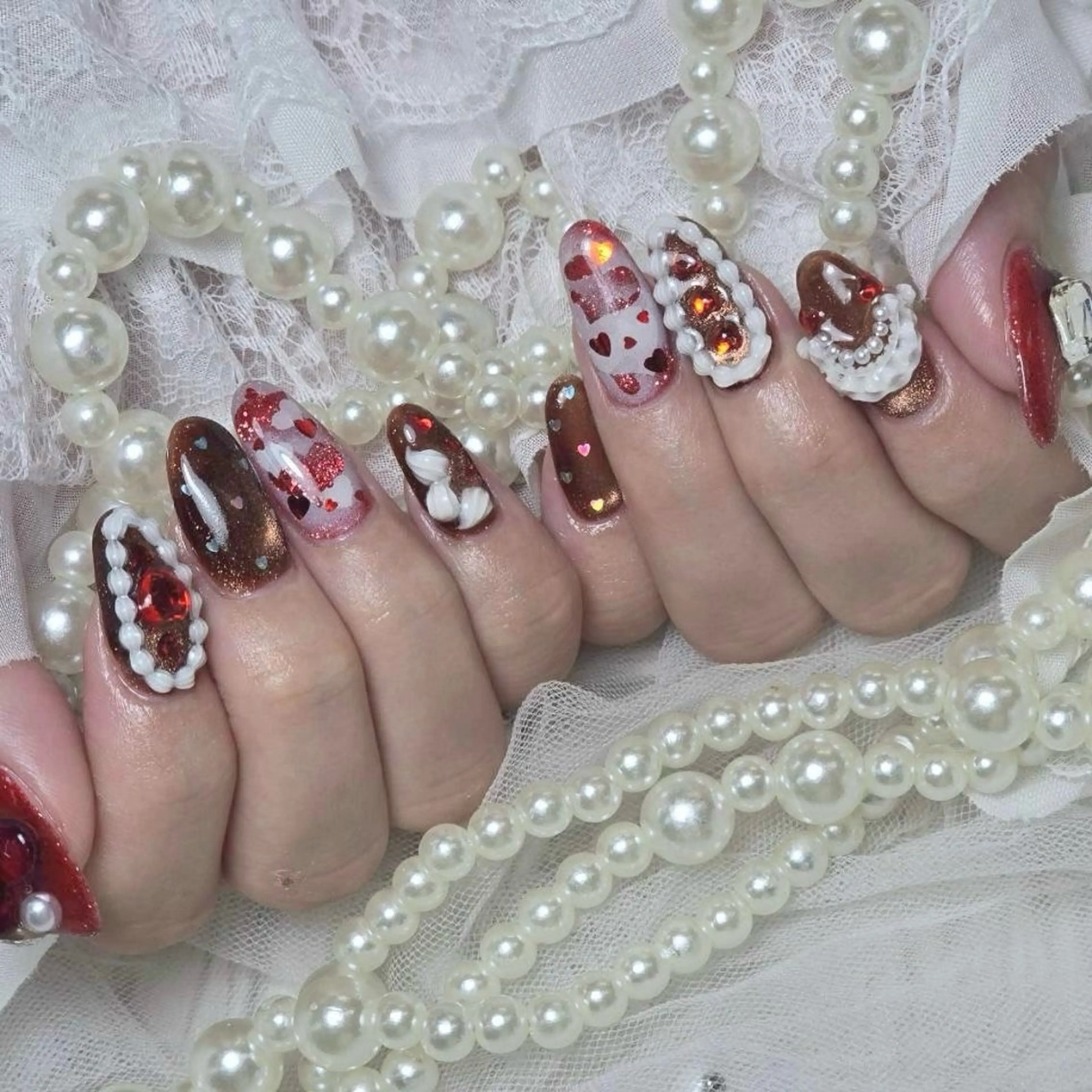 ネイル ジェルネイル バレンタイン ハンドネイル Nail lieNのネイルデザイン